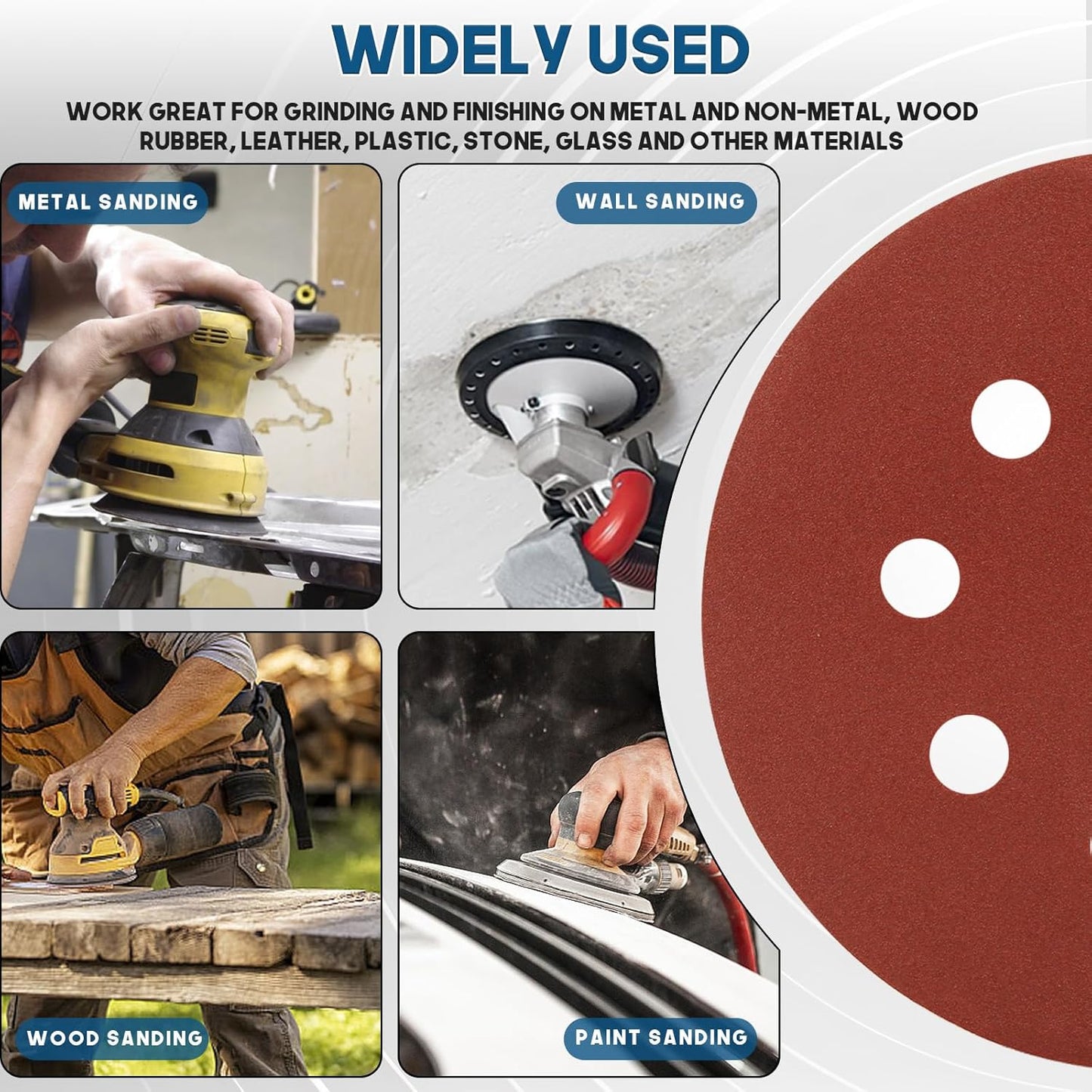 5 Inch 8 Hole Sanding Discs, 150 PCS 320 Grit Hook and Loop Sandpaper, Round Aluminum Oxide Sand Paper Discs for Random Orbital Sander