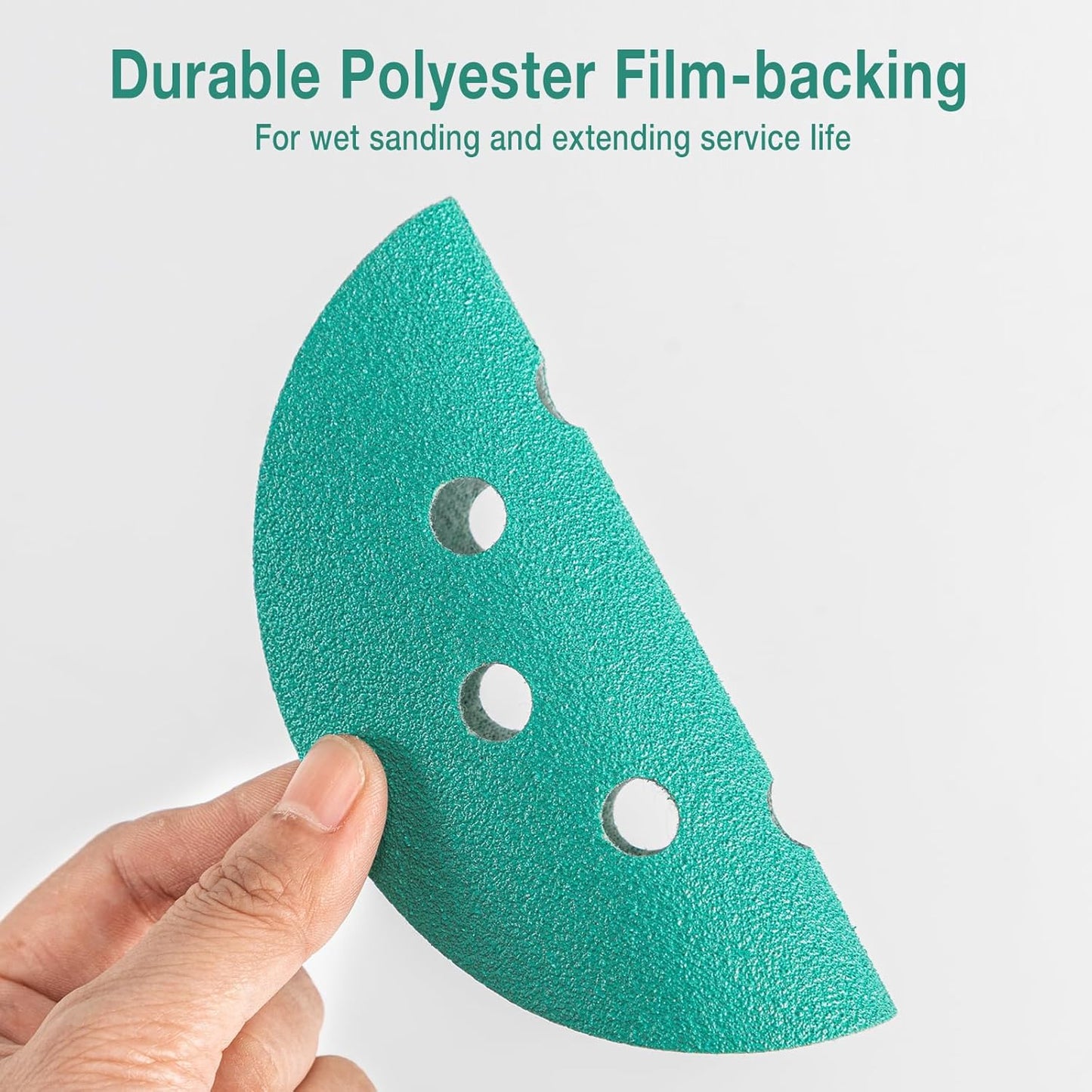 5-Inch 8-Hole Wet Dry Sanding Discs 120 Grit, Polyester Film Backed Heavy-Duty Hook and Loop Sandpaper for Random Orbital Sander, 50-Pack