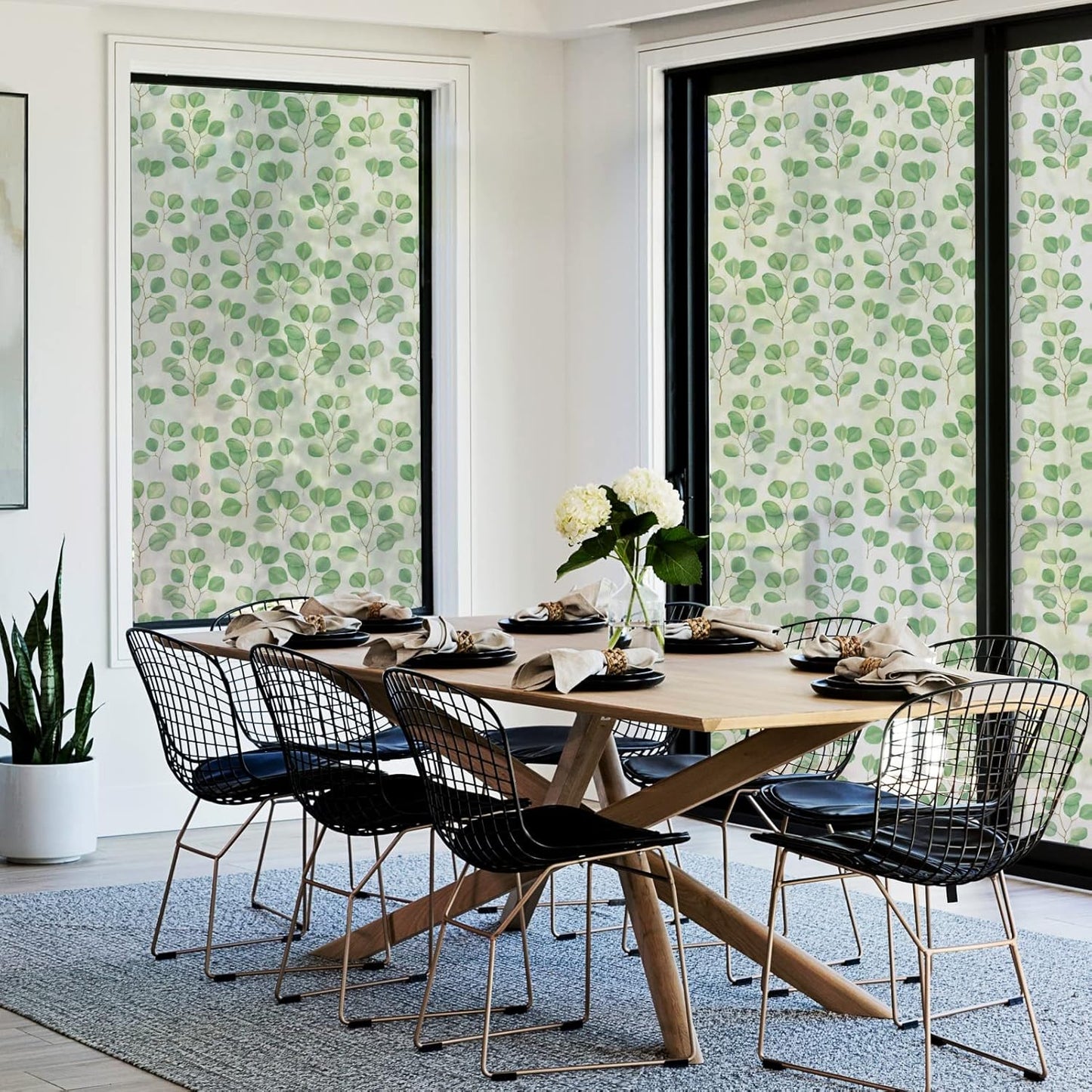 DKTIE Retro Leaves Pattern Two-Way Window Film Privacy Day and Night Window Privacy Film Decorative Stained Glass Window Clings for Birds (S222, 35.4" x 78.7")