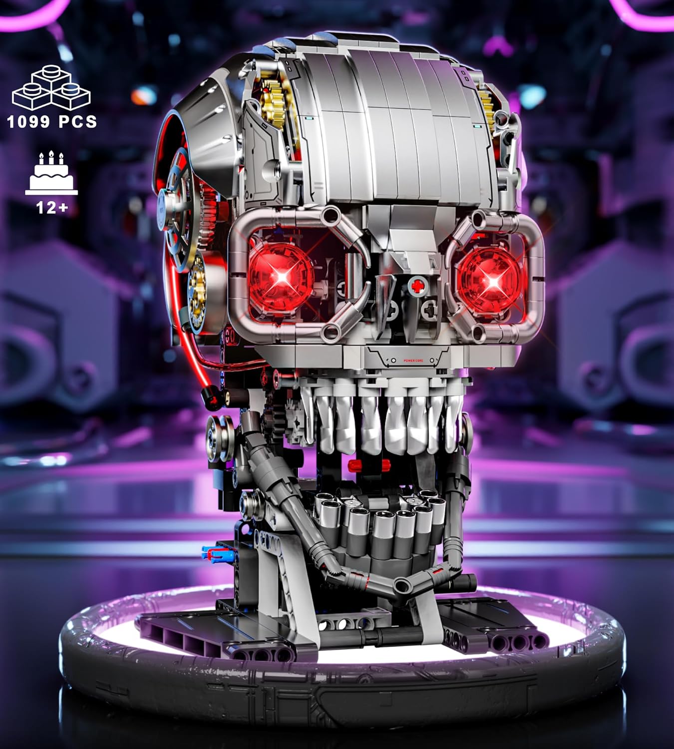 Mechanical Skull Building Set, Horror Ghost Zombie Skeleton Head Toy Home Decor, Creative Halloween Birthday Gift Toy for Adults Teens Boys Age 12+ (1099 PCS)