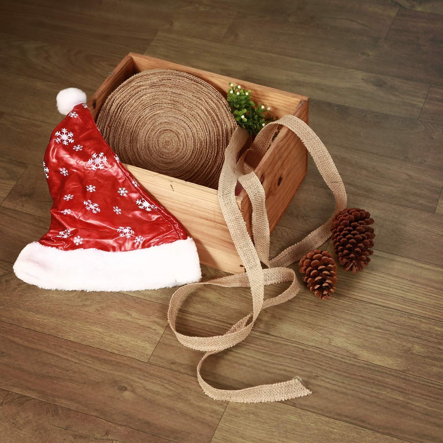 KINJOEK 1 Inch Wide 54 Yards Burlap Ribbon, Natural Jute Fabric Ribbon Crafts Ribbon for Christmas Wedding Gifts Burlap Fabric DIY for Decoration