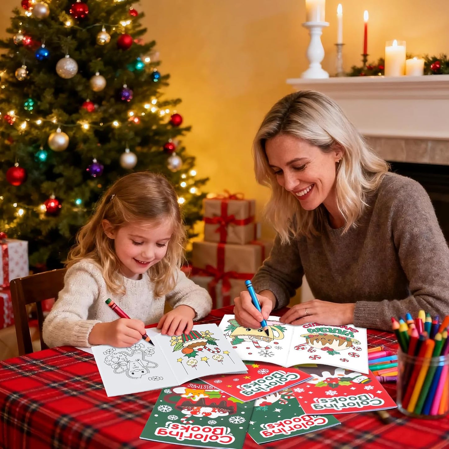 JAPBOR Christmas Food Coloring Books - 24PCS Mini Xmas Latte Color Book Bulk for Kids Party Favors, Merry Christmas Winter Small Colour Pages for School Class Drawing Painting Games