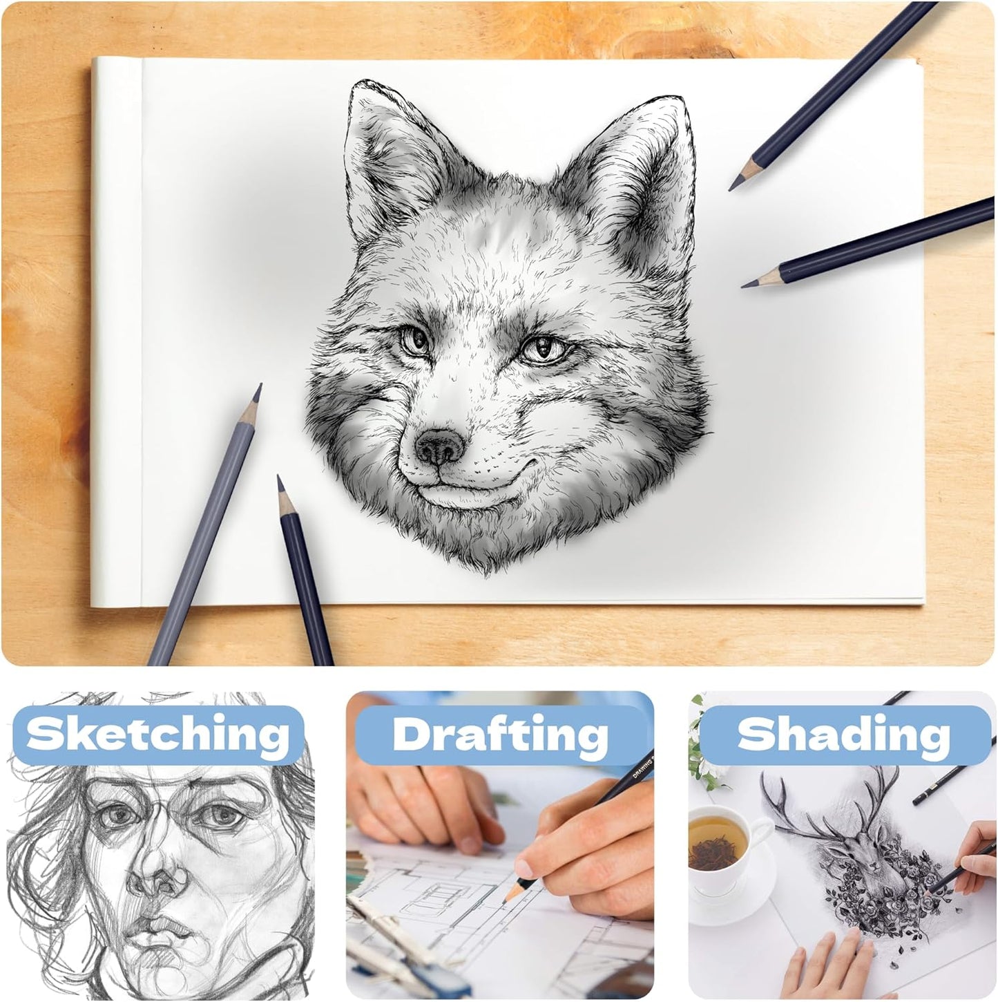 ArtSkills Sketch Pencils for Drawing, Graphite Art Pencil Set for Sketching & Shading, 8pc (Pack of 2)
