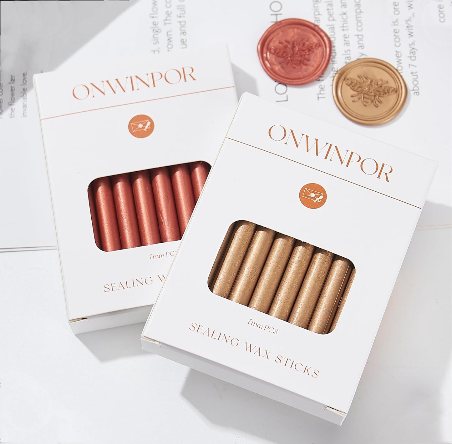 Copper Wax Seal Sticks, ONWINPOR 20pcs Glue Gun Wax Sealing Sticks for Wax Seal Stamp, Mini Bronze Gold Sealing Wax Sticks Suit for 0.28'' Glue Gun (Copper Gold)