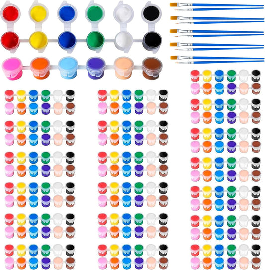 20 Pack Mini Acrylic Paint Set,12 Color Acrylic Paint Strips with 40Pcs Painting Brushes for Kids&Adults, 280 PCS Kids Paint Set Container Strips Storage for Home Classroom Party Favors Easter Gifts