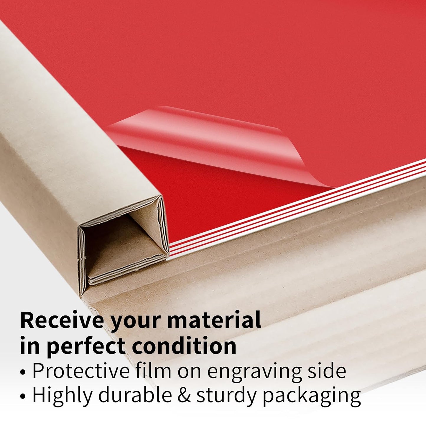 Trotec TroLase | 12"x24"x1/16", 4 Pcs | Red/White | 2 Ply | Modified Acrylic | Laser Engraving Double Color Plastic Sheet | Engraving Blanks for Laser, Saw, Guillotine | Made in USA