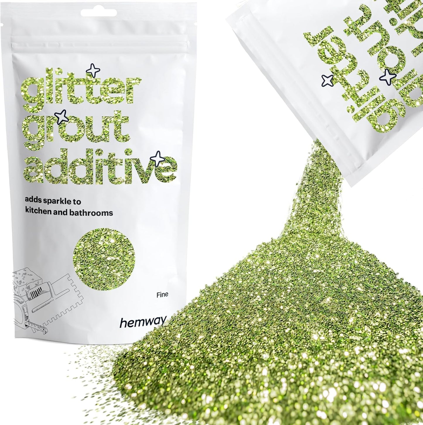 Hemway Glitter Grout Additive add Sparkle to Mosaic Tiles, Bathrooms, Wet Rooms, Kitchens, Tiled Based Rooms and Cement Based Grouts 100g / 3.5oz - Olive Green