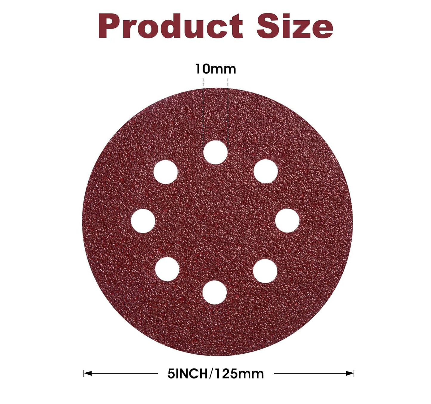 S SATC 150 PCS Sanding Discs 5-Inch 8-Hole Aluminum Oxide Sandpaper for Woodworking Hook and Loop Adhesive for Random Orbital Sander 40 Grit