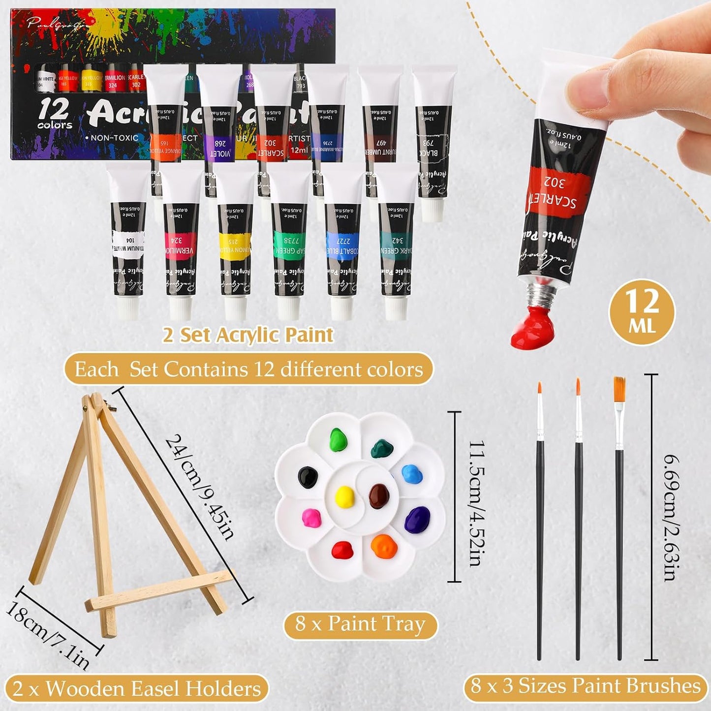 Cholemy 36 Pcs Paint and Sip Kit for Adults 8''x10'' Pre Drawn Canvas for Painting DIY Afro Acrylic Painting Kit Wood Easel Brushes Date Night Bulk for Christmas Party Gifts(Plants Animals)