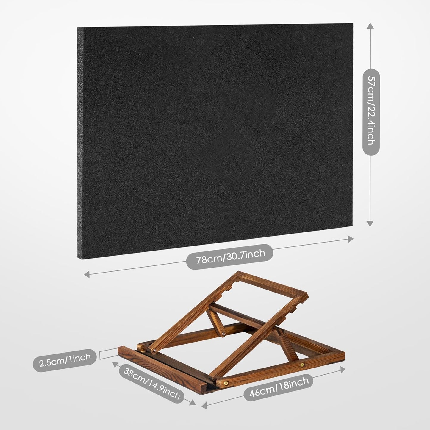 Tektalk Foldable Jigsaw Puzzle Board with 3 Angle Adjustable Bracket/Stand, Lightweight Portable Puzzle Mat Plateau with Wooden Easel, Foldaway Felt Puzzle Table, for Up to 1000 Pieces - Black