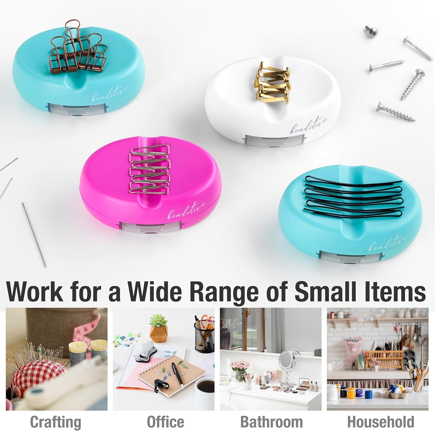 Beaditive Magnetic Pin Cushion with Drawer - Strong Magnet Pin Holder Cushion for Sewing - 50 Glass Head Quilting Pins Included - Chic Pincushion Caddy for Sewing Pins, Paper Clips, Screws – Turquoise