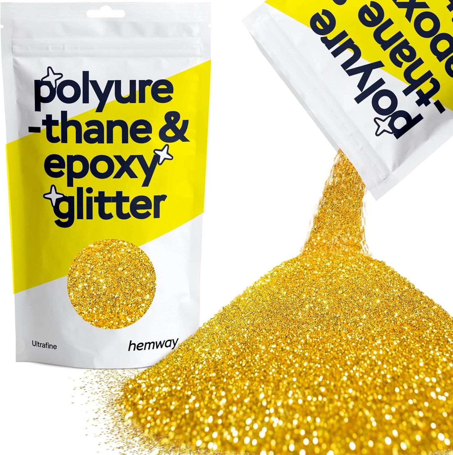 Hemway Polyurethane & Epoxy Glitter Metallic Crystal Flake Additive for Flooring, Jewellery Making, Tumblers and Resin 100g / 3.5oz - Ultrafine (1/128" 0.008" 0.2mm) - Gold