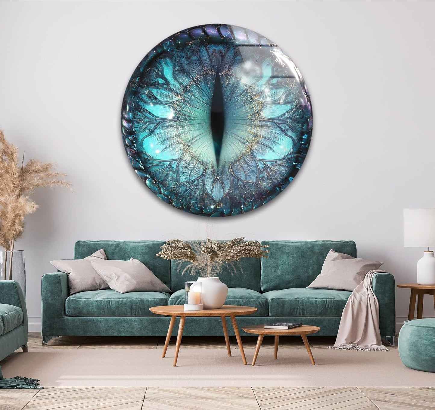 My Photostation.com 15.8''(40cm) Diameter Mystical Dragon Eye Round Glass Wall Art Tempered Glass Printing Wall Decor Large Wall Art Wall Hangings