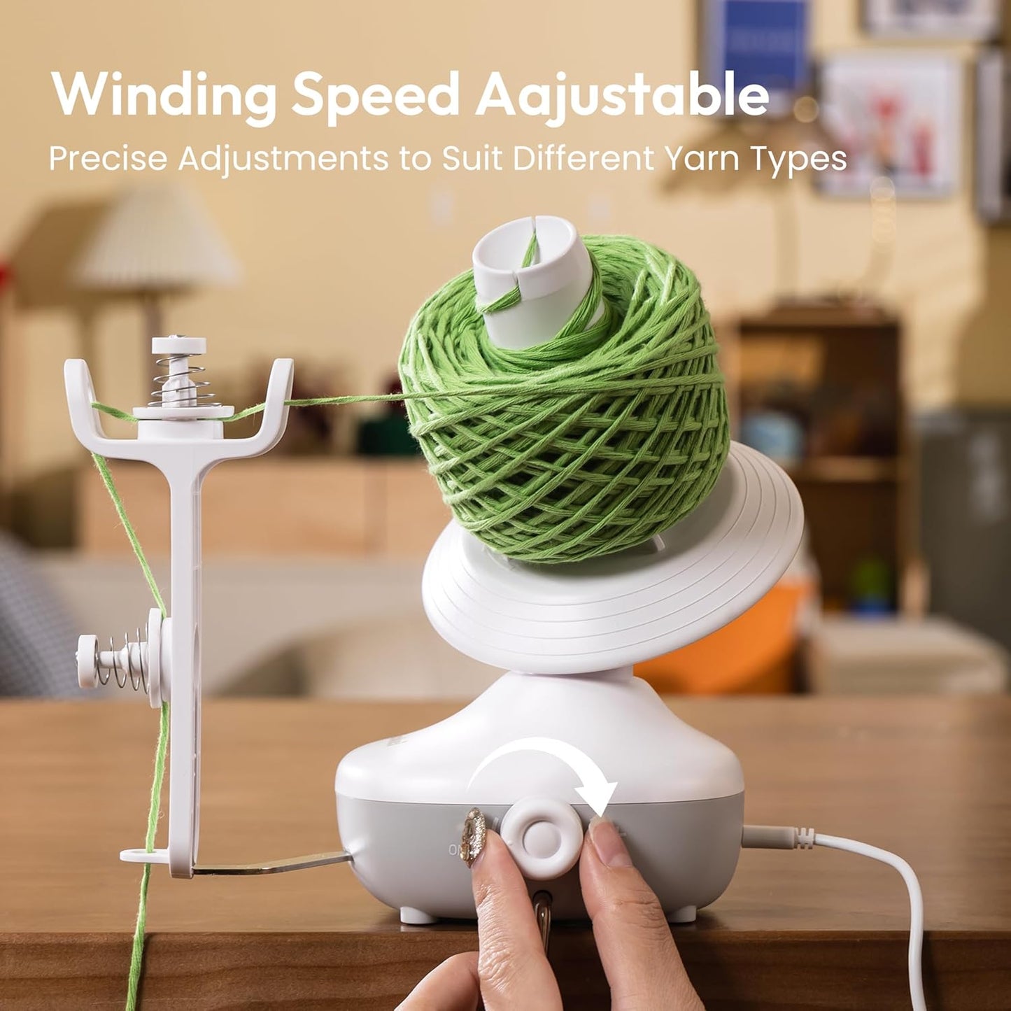 Etcokei Yarn Winder Crochet Kit, Electric Ball Winder for Knitting, Automatic Yarn Spinner Winder with Crochet Hook Set, Crochet Accessories, Ideal Helper for Knitting Lovers(White)