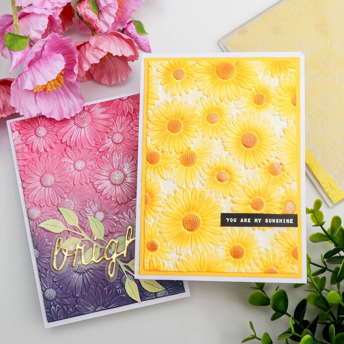 BAOFALI 3D Embossing Folder for Card Making,Beautiful Sunflower Plastic Texture Fades Embossing Folder Template for Scrapbooking Cardstock Album DIY Decoration Paper Crafting 6.3x4.5inch