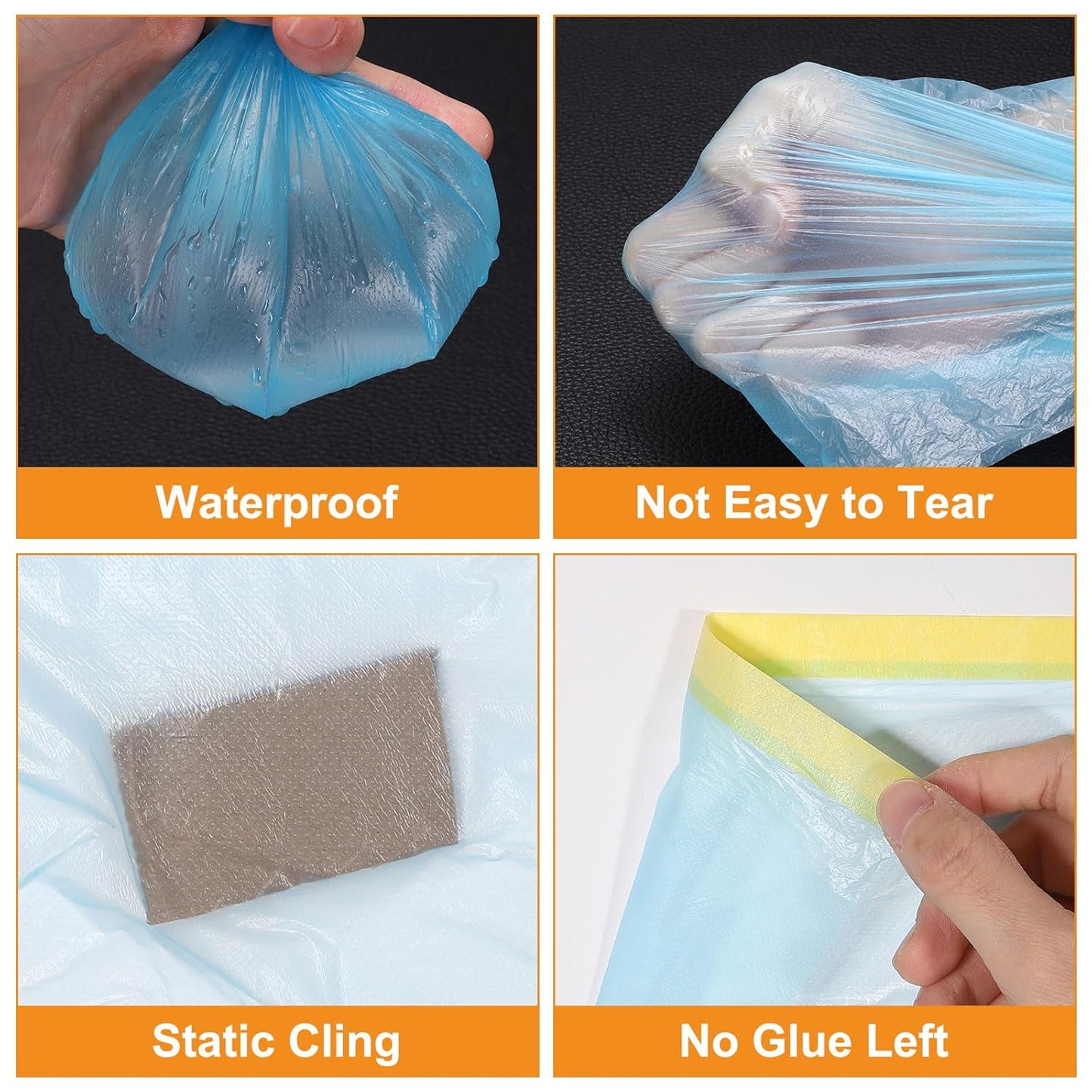 uxcell Pre-Taped Masking Film, 3ft x 82ft Plastic Paint Drop Cloth with Medium-Tack Painters Tape for Painting Spraying Protection Blue Film 6Pcs