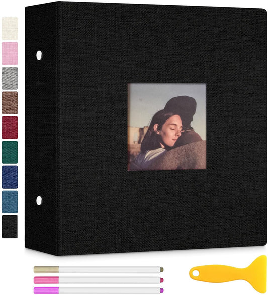 Zesthouse 18 In Photo Album Self Adhesive with Picture Display Window, 3-Ring Scrapbook Albums 60 Pages Holds 10x12 8x10 5x7 4x6 Photos, DIY Photo Book Ideal Gift for Family Wedding Baby