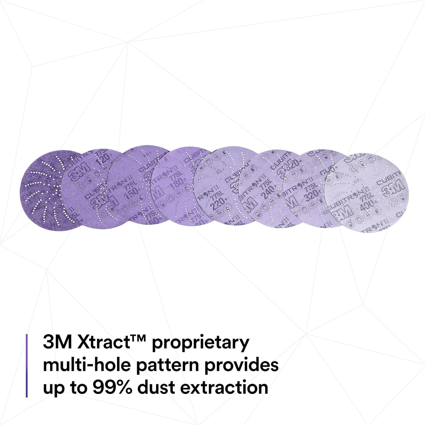 3M Xtract Cubitron II Hookit Clean Sanding Film Disc 775L, 120+, 5 in, Pack of 50 Hook and Loop Sanding Discs for Paint Preparation and Removal, General Sanding, Refining, Blending, and Featheredge