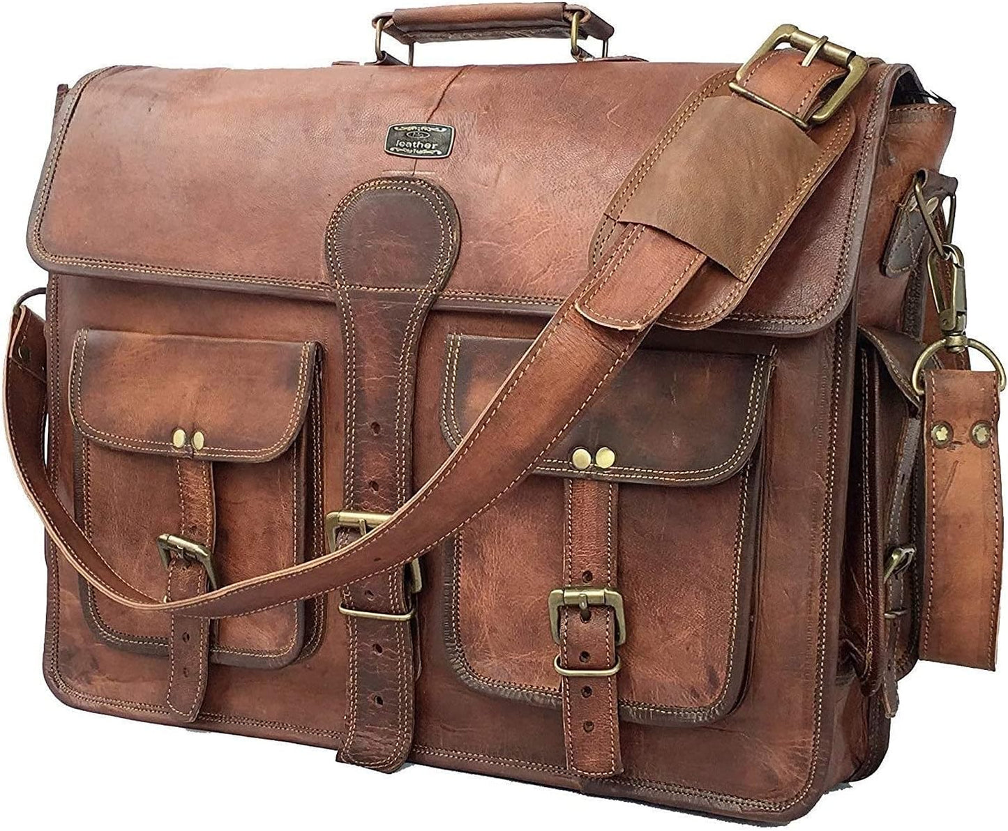 Cuero DHK 16 Inch Vintage Handmade Leather Messenger Bag Laptop Briefcase Computer Satchel Bag for Men & Women (16 Inch Medium)