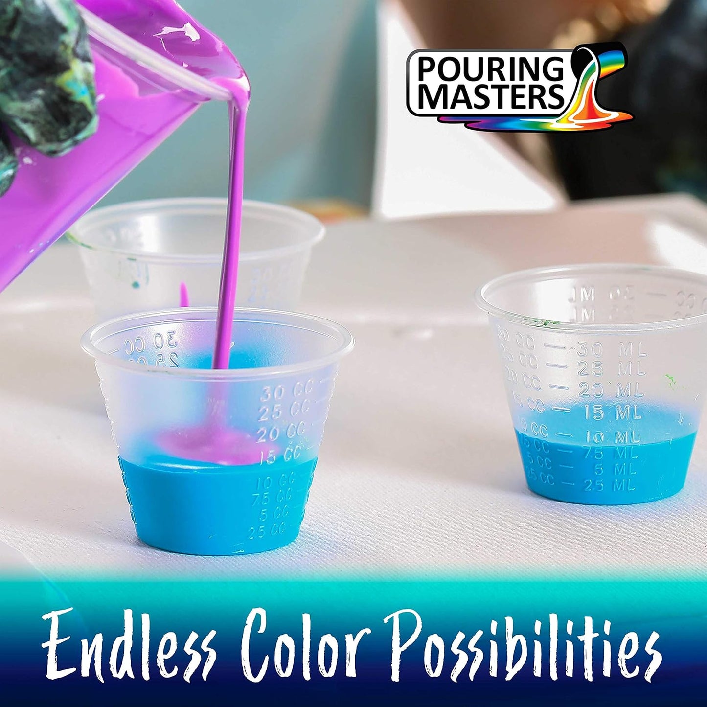 Pouring Masters Dark Sapphire Blue Metallic Pearl Ready to Pour Acrylic Pouring Paint - Premium 32-Ounce Pre-Mixed Fluid Acrylic Paint - Fluid Art Supplies for Canvas, Wood, Paper, Tile & Rocks