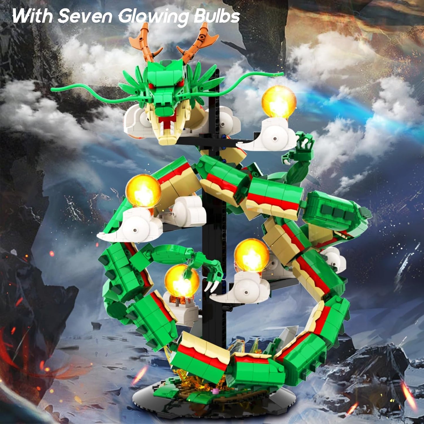 JMBricklayer Dragon Building Set for Adults 70134, Lighting Dinosaur Collectible Model to Build,Ideal Divine Dragon Building Blocks Model with Display Stand, Christmas Birthday Gifts for Boys Adults