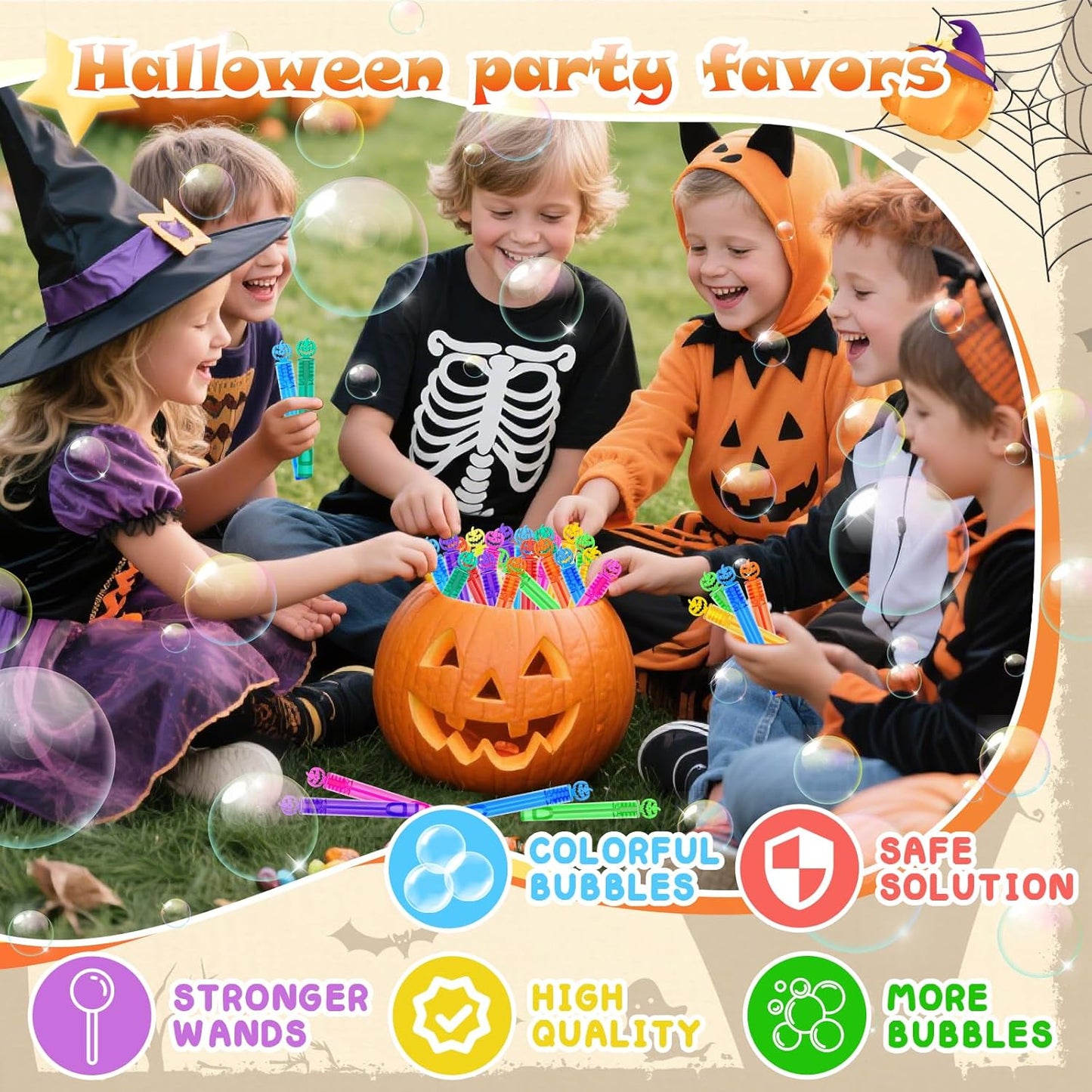 500 Piece Halloween Party Favor Bubbles, Halloween Bubble Wands Bulk for Kids Party Favor Supplies, Trick or Treat Goodie Bags, School Classroom Game Rewards, Halloween Miniatures