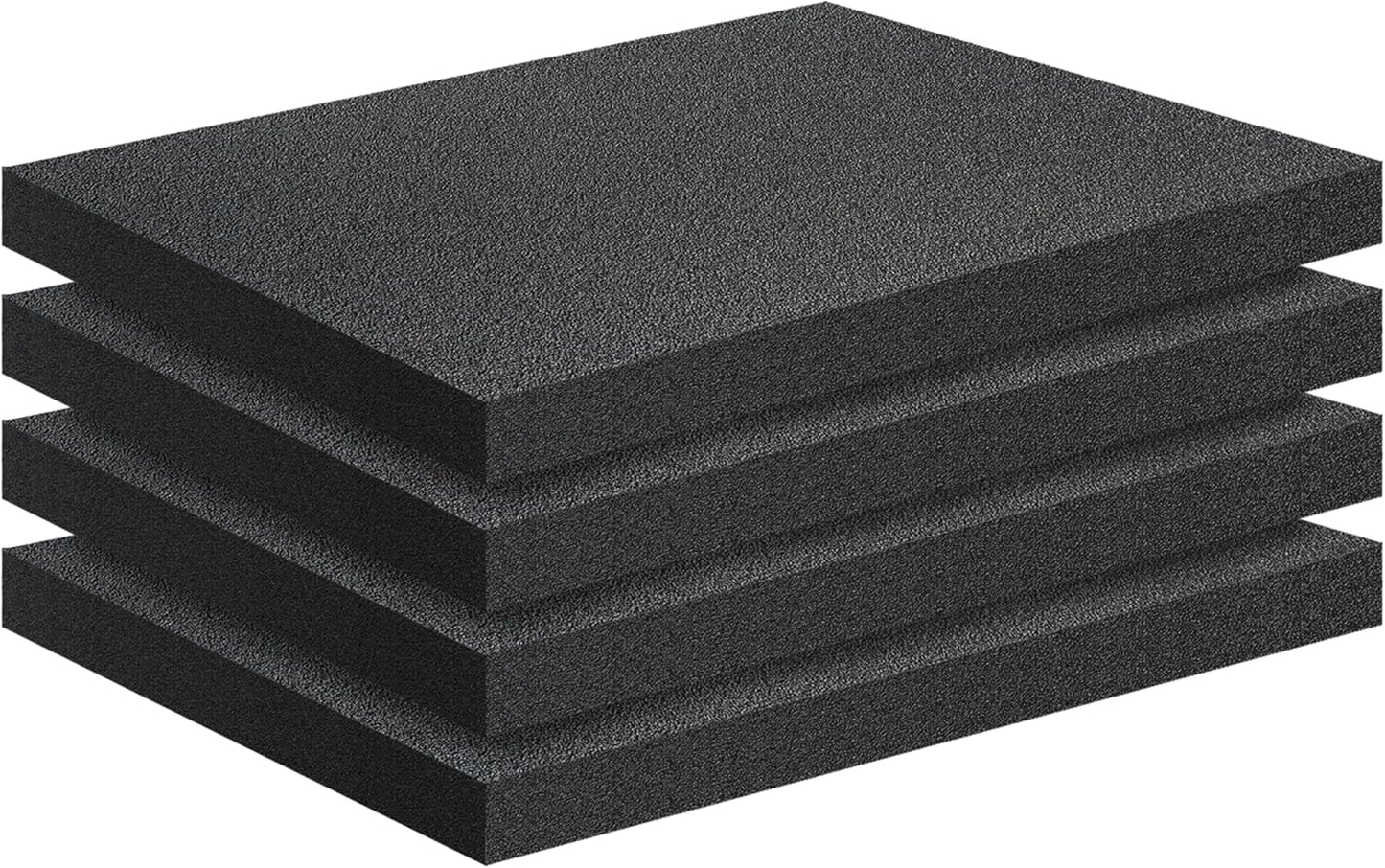 4 PCS Black Foam Padding- 16x12x1 Inch Polyurethane High Density Foam Cuttable Black Sheet Pad Cushioning Inserts for Packing Cases and Crafts