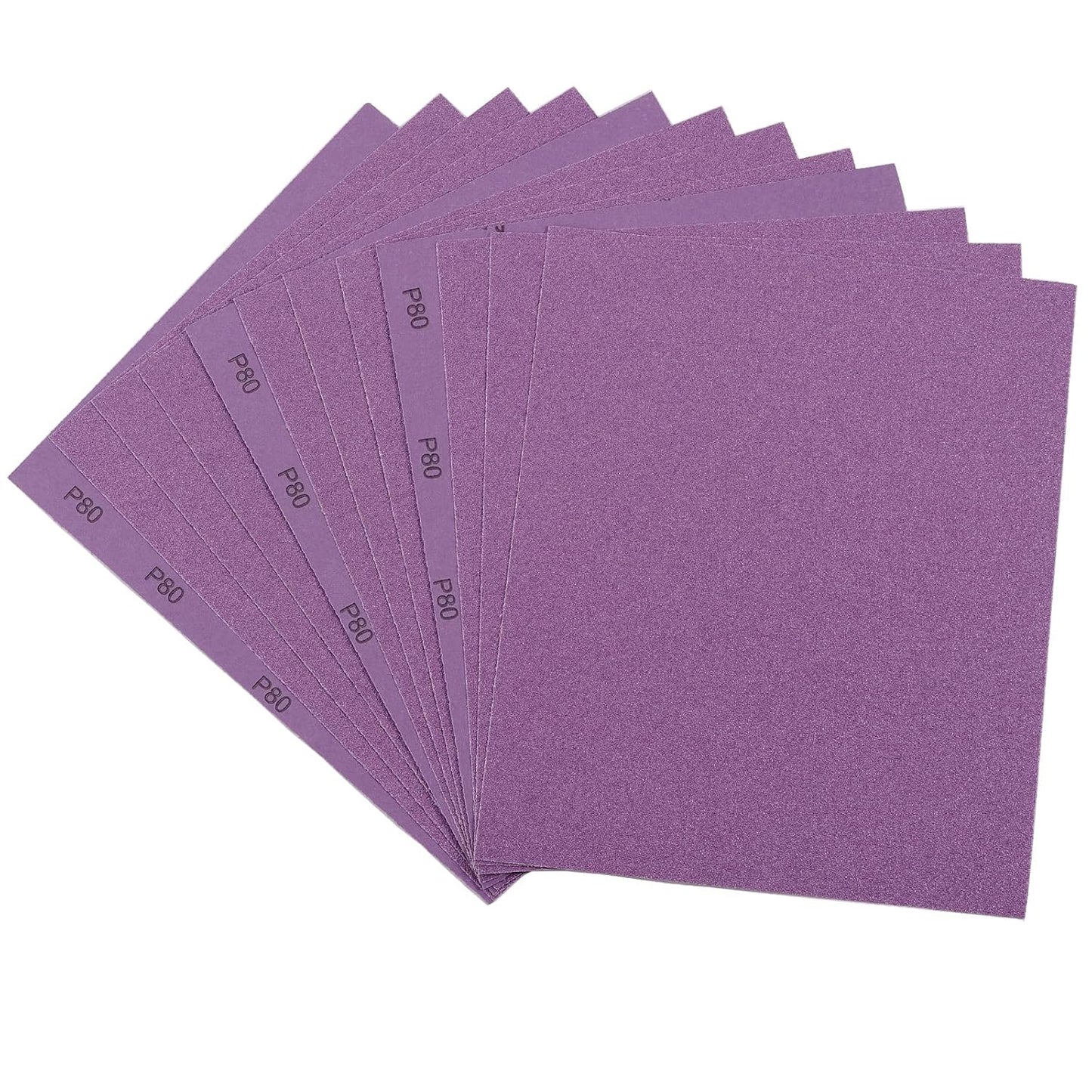 Sandpaper 10Pcs, 80 Grit Sandpaper, Wet Dry Sandpaper Sheets 9 X 11 Inch, White Fused Alumina Abrasive, Fine Sander Paper for Wood Furniture Finishing, Metal Sanding, Automotive Polishing
