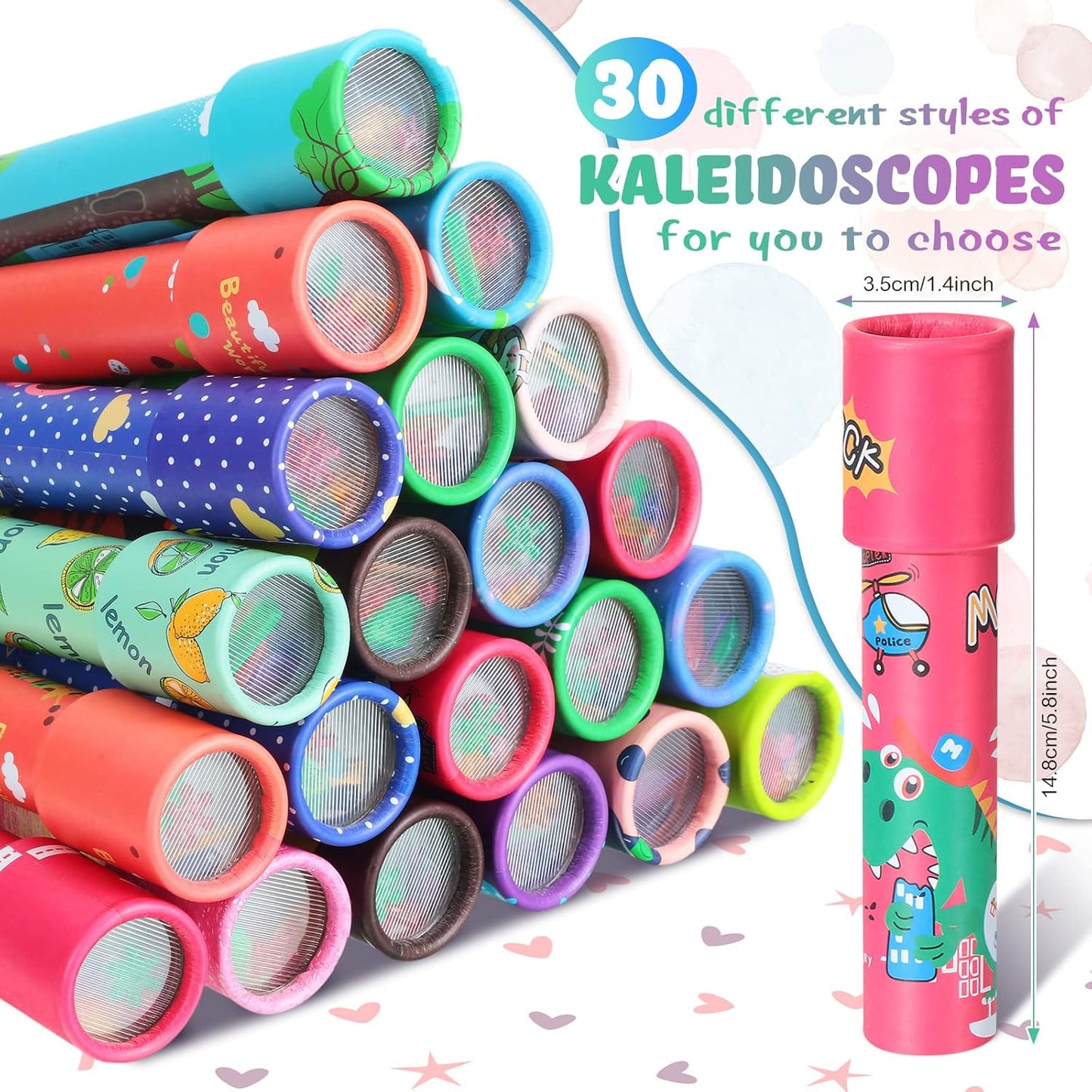 Yunsailing 30 Pcs Classic Kaleidoscopes Party Favors Vintage Mini Kaleidoscope Party Favor Educational Toy for Kids Valentine's Return Gifts School Classroom Prizes Goodie Bag Fillers(Lovely)