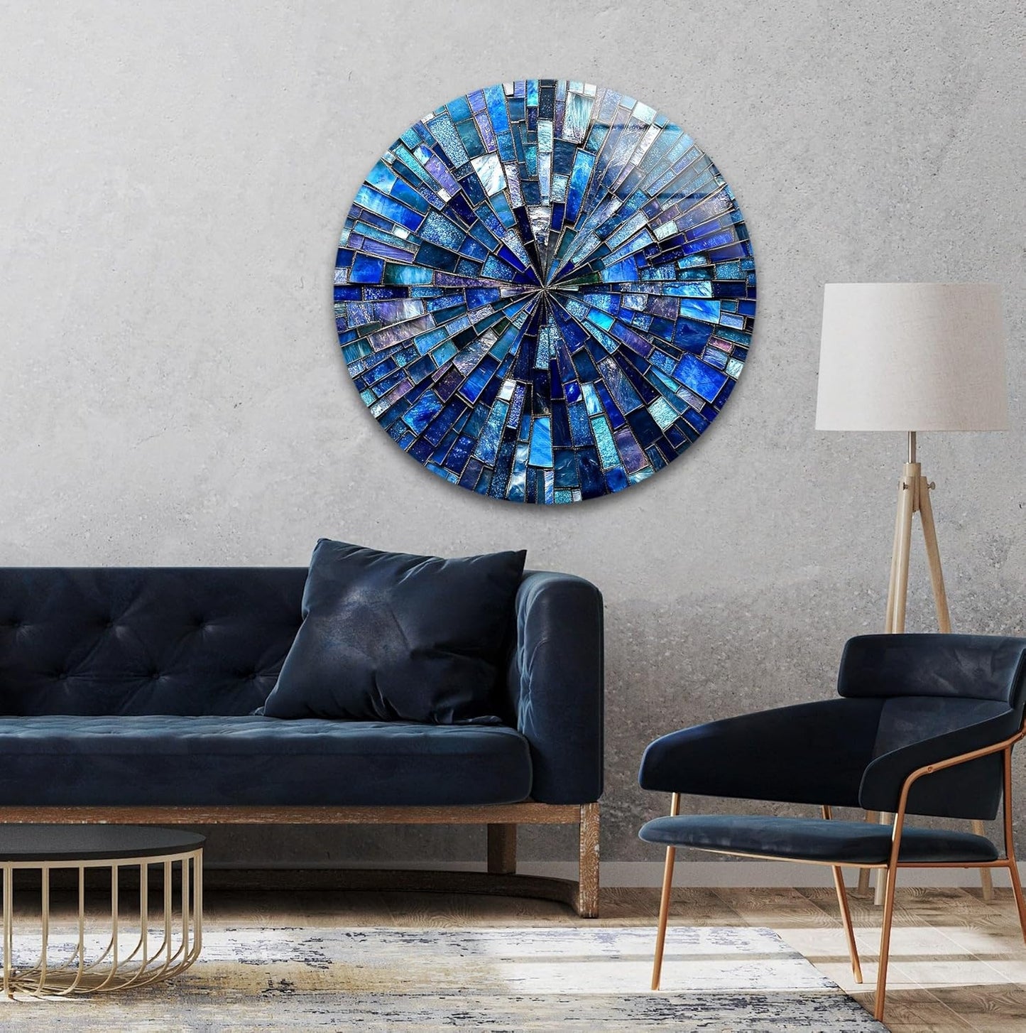 My Photostation.com 24''(60cm) Diameter Radiant Mosaic Burst Round Glass Wall Art Tempered Glass Printing Wall Decor Large Wall Art Wall Hangings