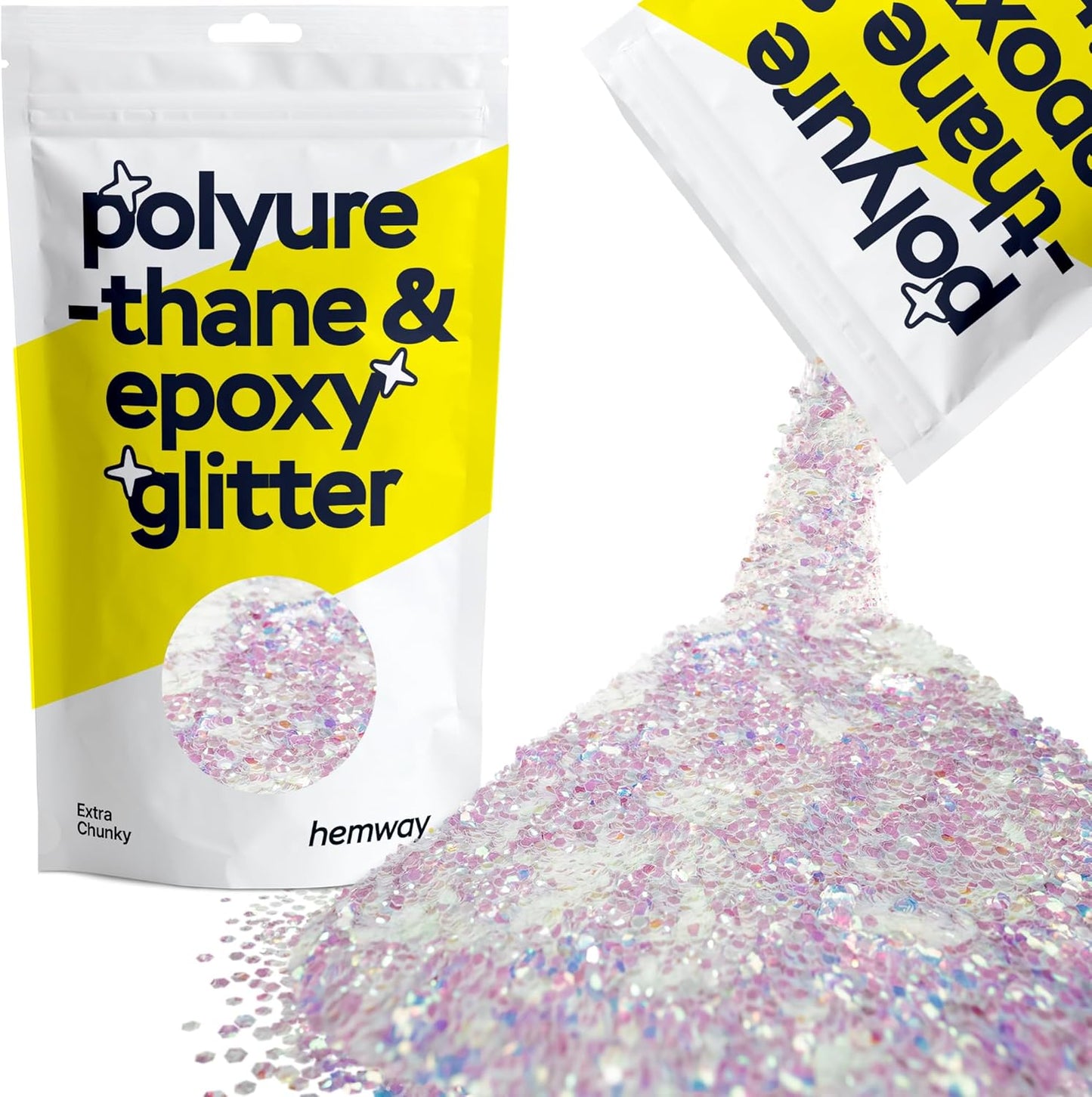 Hemway Polyurethane & Epoxy Resin Glitter 100g / 3.5oz Metallic Crystal Flake Additive for Flooring Jewelry Tumblers Glass Pigment - Extra Chunky (1/24" 0.040" 1mm) - Mother of Pearl Iridescent