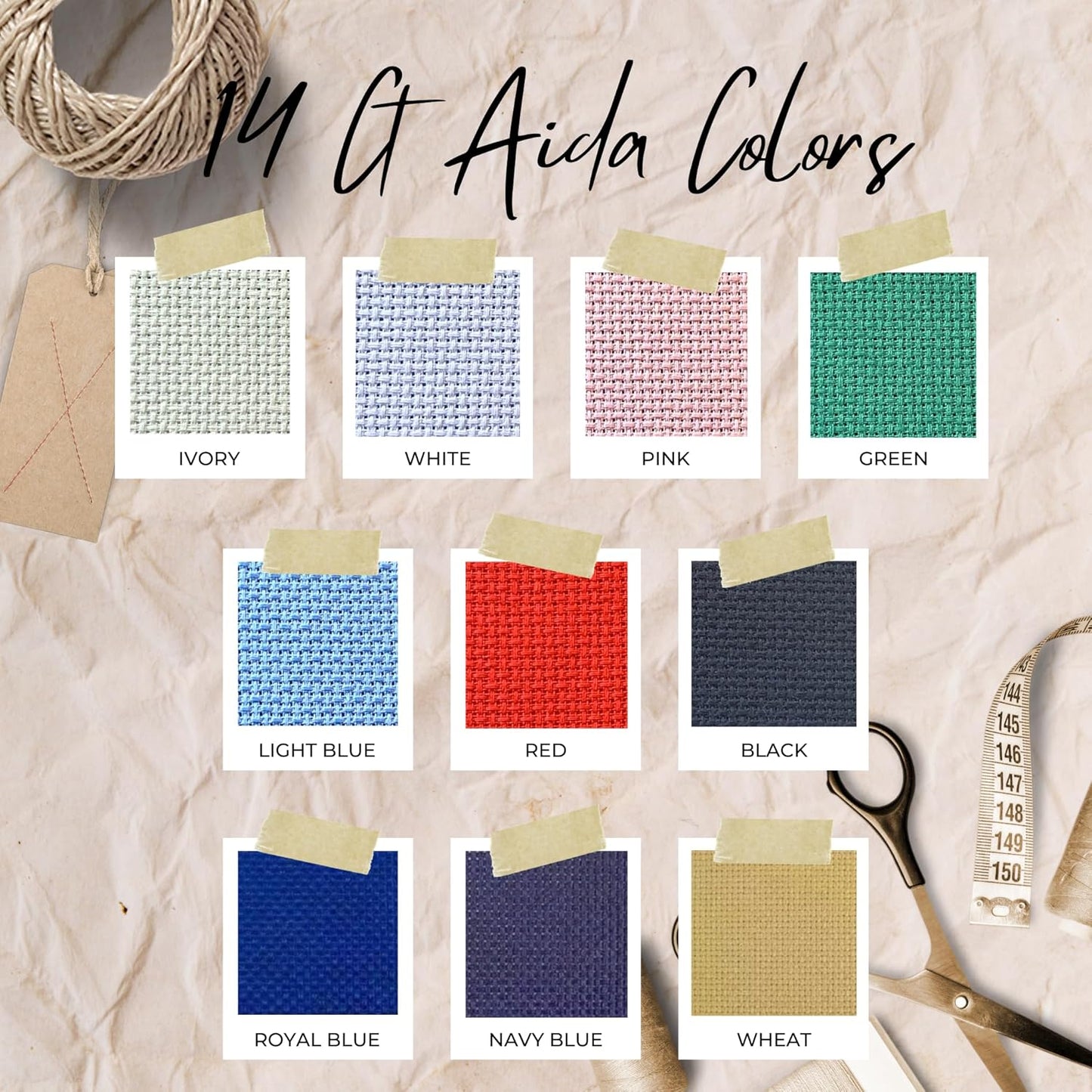 2 Sheets of Royal Blue 14 Count Aida Cloth – 21 x 21 Inch Pre-Cut Fabric Squares – Cross Stitch Fabric – 100% Cotton – Ideal for Needlework & Embroidery – The Knotty Unicorn