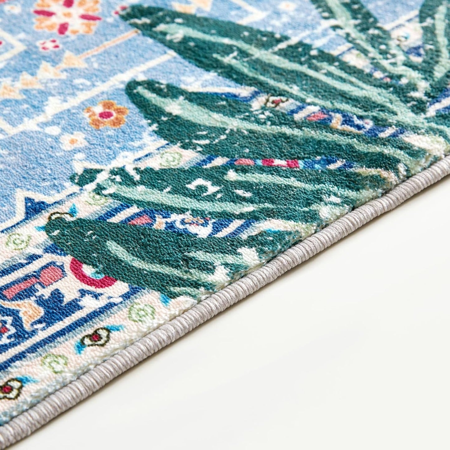 Tropical Jungle Rugs, 2x3 Faux Wool Botanical Boho Throw Rugs for Bathroom Kitchen Small Indoor Entryway Rug Modern Vintage Distressed Hippie Indian Accent Floor Mat Non-Slip Washable
