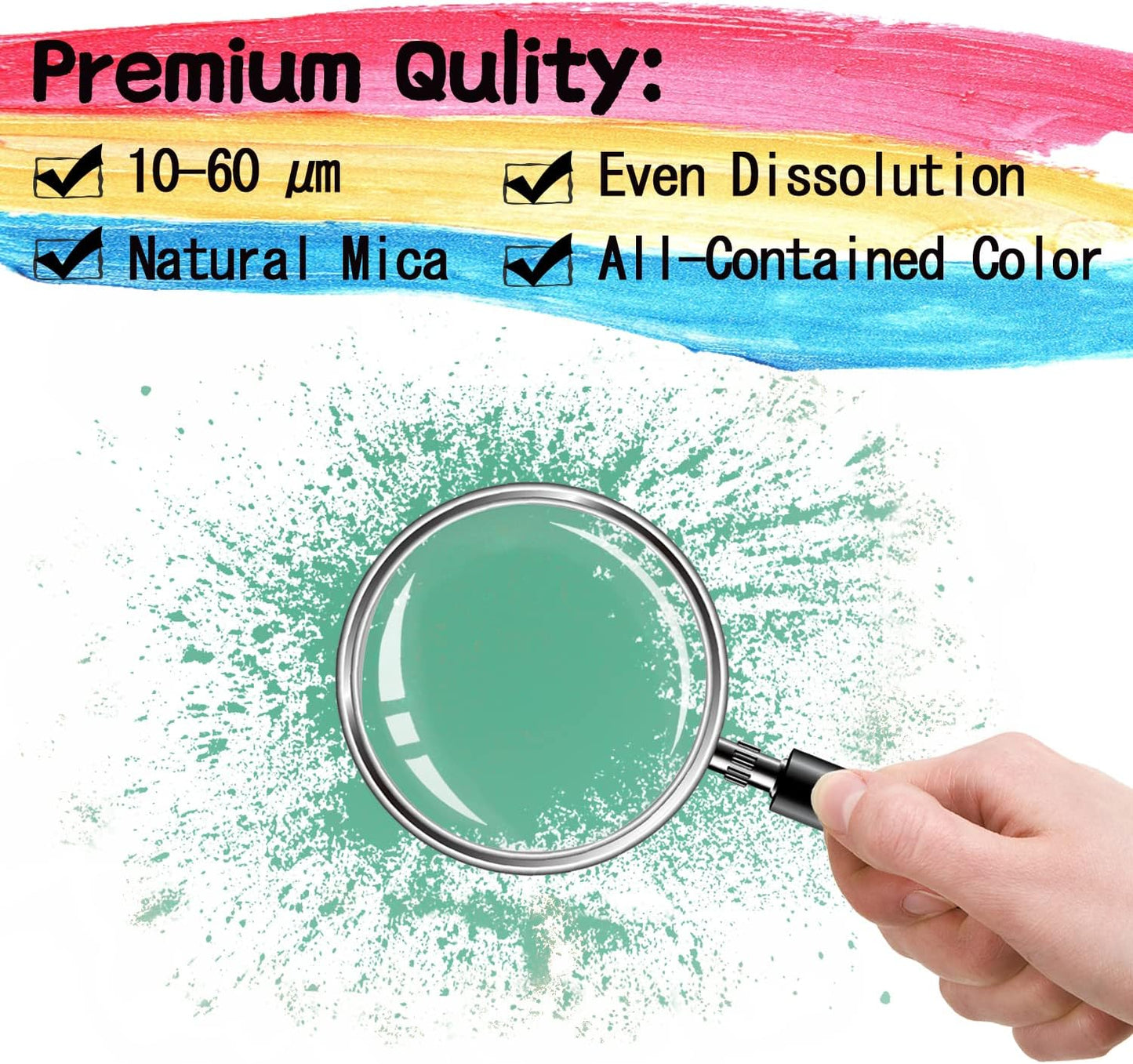 Mica Powder - 60g Mica Powder for Epoxy Resin - Pearl Pigment Powder Dye for Resin/Eye Shadow/Soap Making/Nails/Bath Bombs etc. (Green)