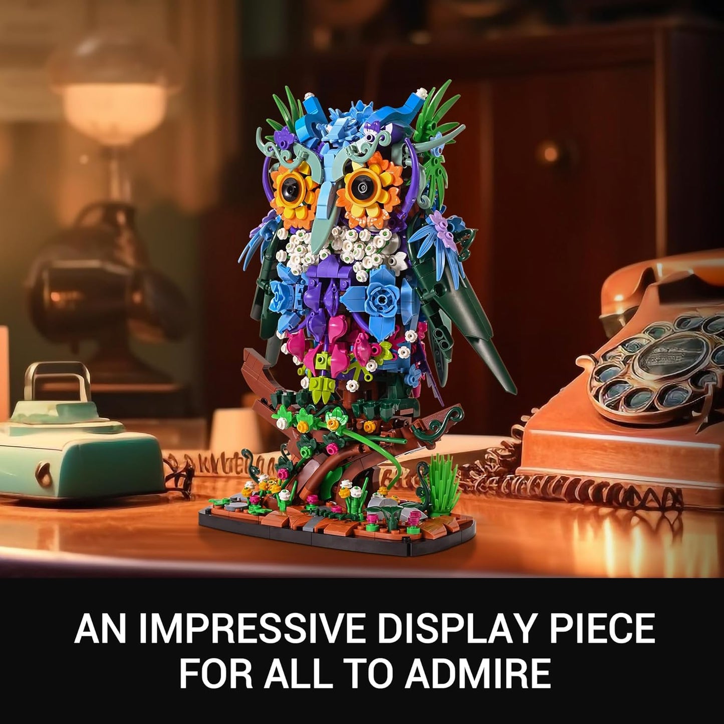 Sillbird Flower Owl Building Sets for Adults Halloween Creative Gift Ideas for Women Men Mom Her, Home Decor Display or Table Centerpieces - Buildable Floral Animals Botanical Model Collection