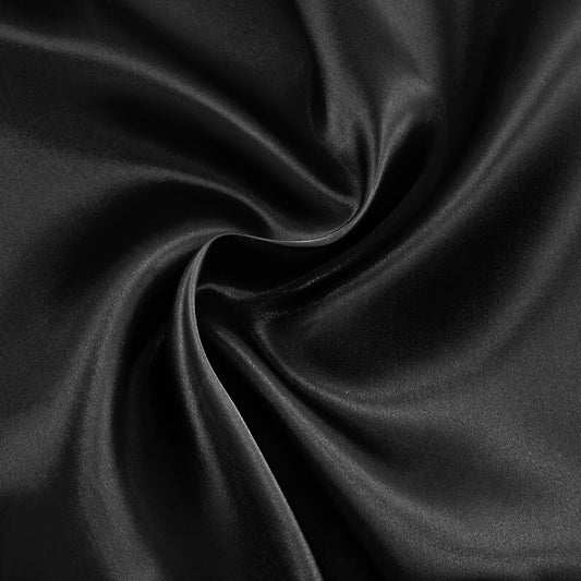RUDONG M Black Satin Fabric by The Yard, 1 Yard x 60 Inch Wide Silky Charmeuse Satin Fabric, Soft Satin Fabric for Wedding Decorations, Bridal Dress, Sewing, Accessories, DIY Crafts