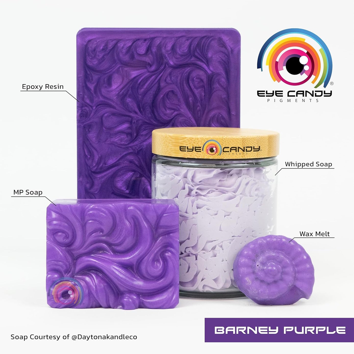 Eye Candy Pigments Premium Purple Mica Powder - Barney Purple (50gr) - for Epoxy, Resin, Soap, Paint, Woodworking, Acrylic Pouring, Bath Bombs, Fishing Lures - DIY Arts and Crafts Additive
