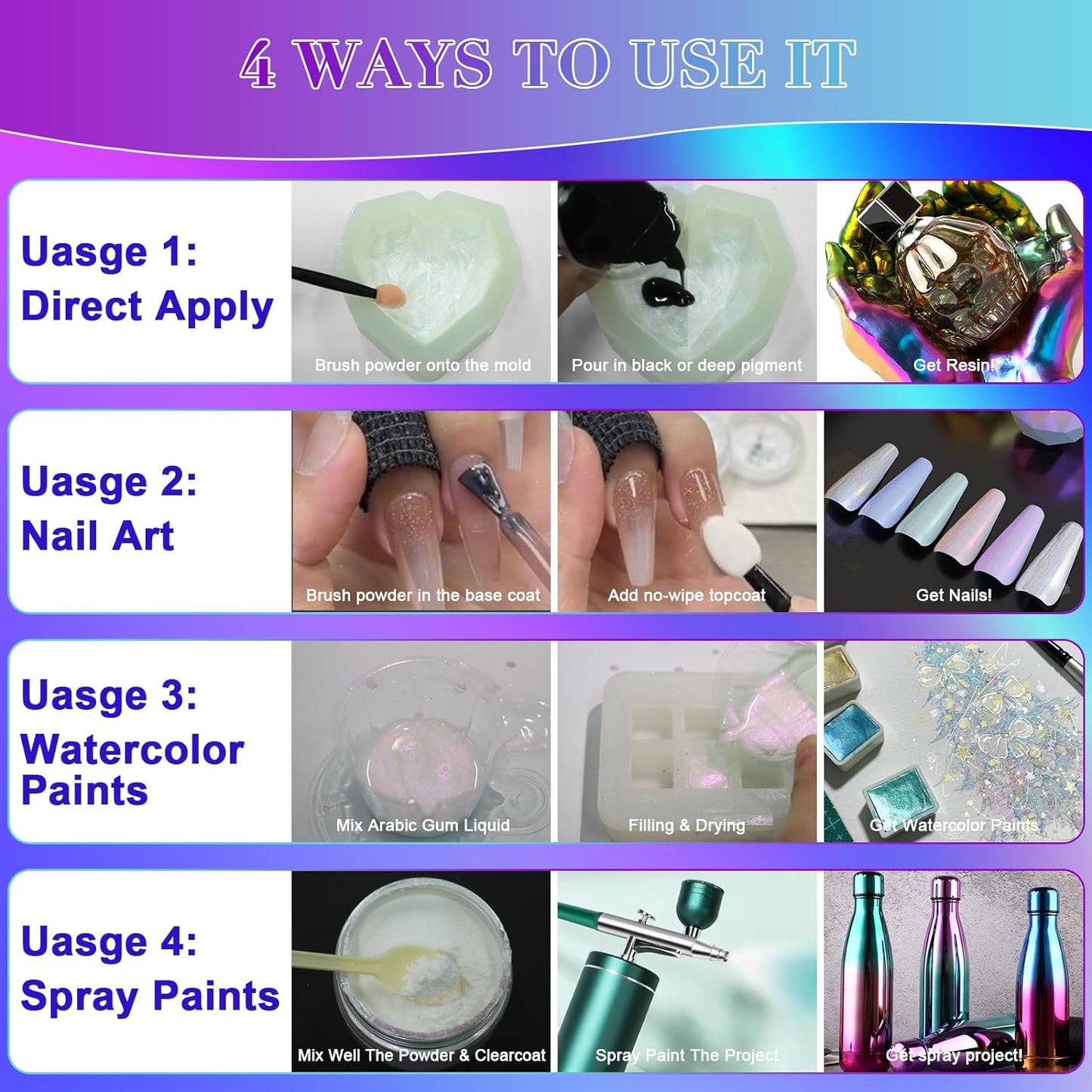 Matio Interference Mica Powder, 1.06oz/ 30g Ghost Blue Chrome Powder, Pearlescent Effect Color Shift Pigment for Epoxy Resin, Makeup Shimmer, Nail Polish,Soap Dye,Candle Making,Paint