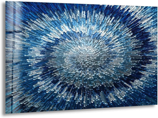 My Photostation.com Round 31,5'' Abstract Blue Textured Glass Wall ArtTempered Glass Printing Wall Decor Large Wall Art Wall Hangings