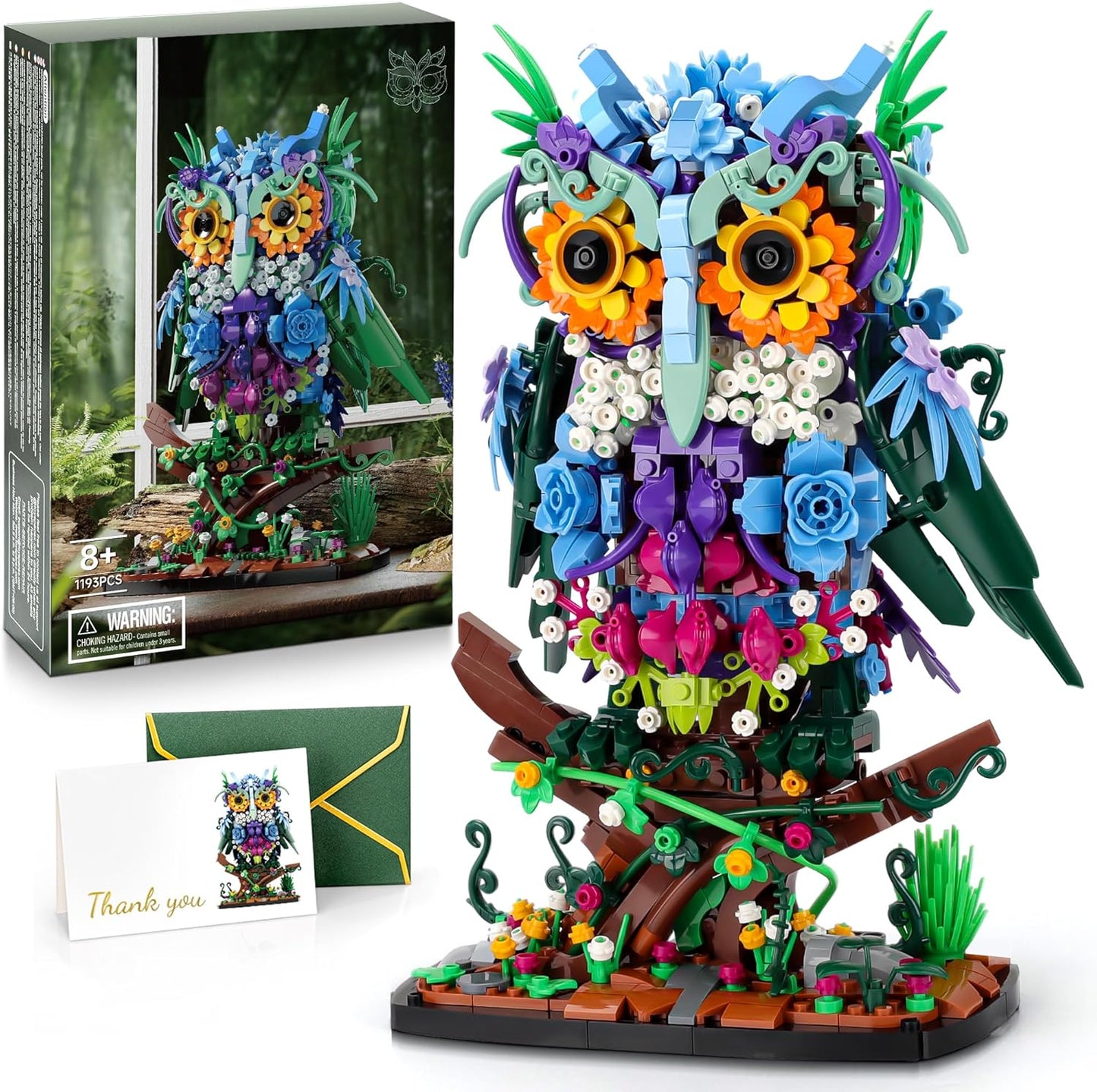 JOJO&Peach Floral Owl Toy Building Sets for Girls, MOC Flower & Animal Collectible Home Decor and Office Art, Mother's Day Birthday Gifts Toys for Women Adults and Teens Age 8 10 12 14+ (1193 Pieces)