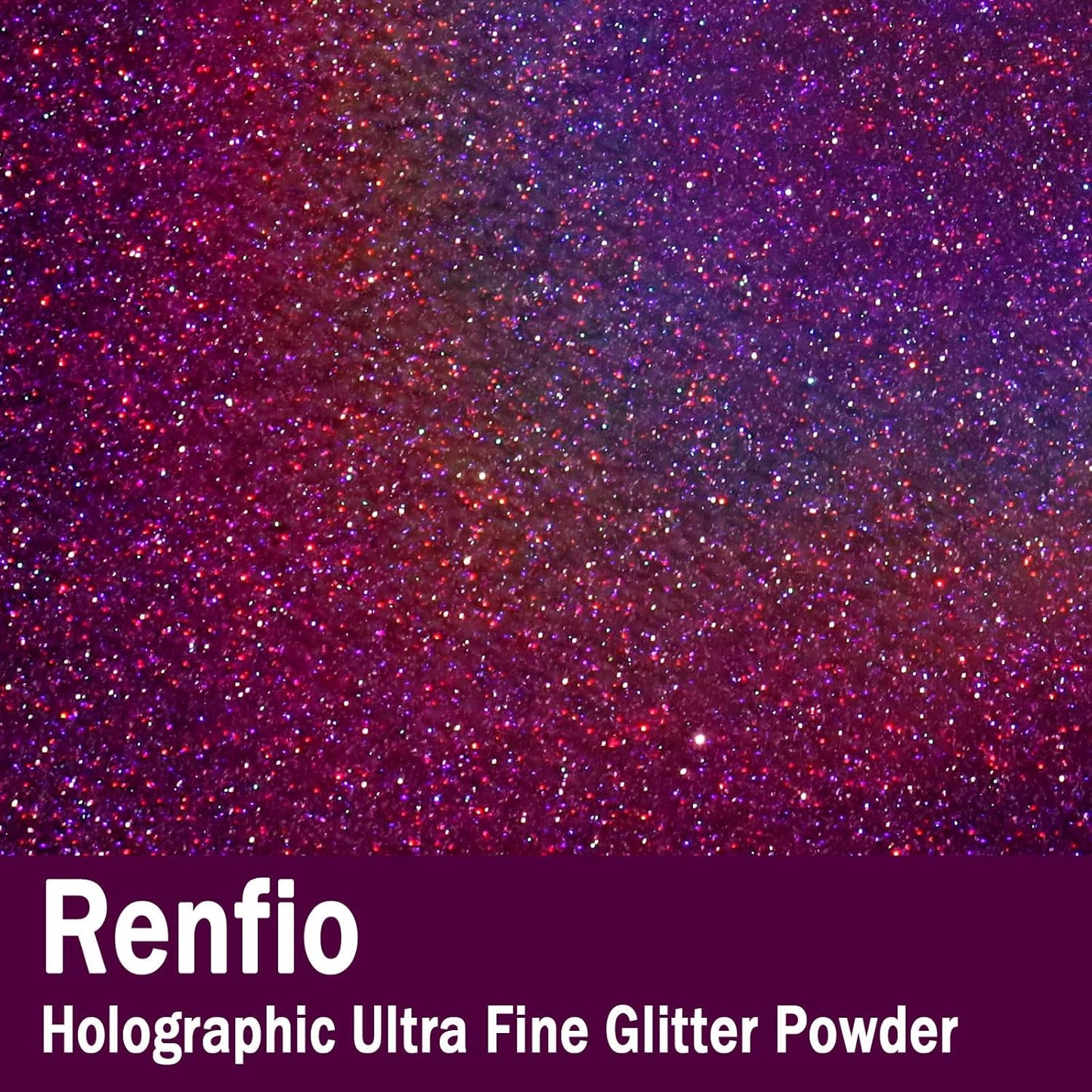 Renfio Holographic Ultra Fine Glitter Powder Metallic Resin Glitter 2.11 Oz (60g) PET Flakes Crafts Sequins 1/128" 0.008" 0.2mm Epoxy Chips Flakes for Tumblers Slime Roses - Laser Purple