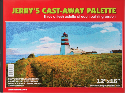 Jerry's Artarama Castaway Disposable Paper Palette Pad,12 x 16, Perfect for Painting, Students, Watercolor Paper, Heavy Coated Sheets for Acrylic and Oil Paint, (50 Sheets)