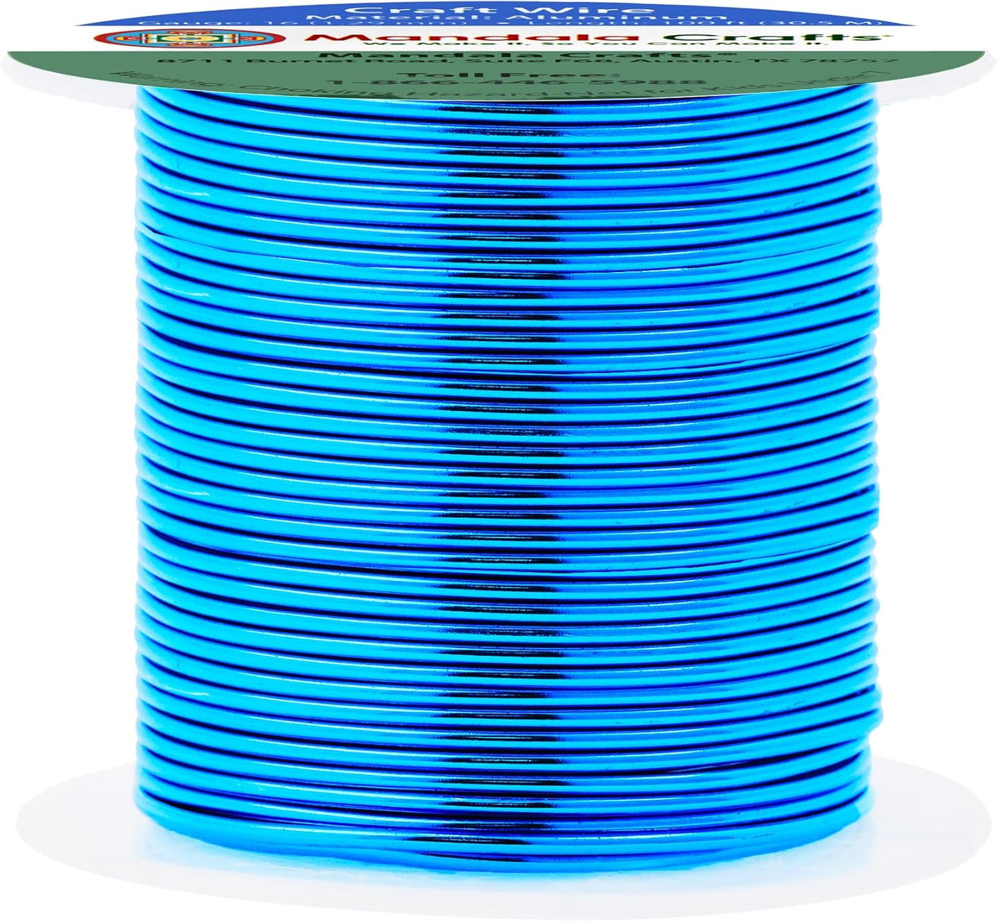 Mandala Crafts 16 Gauge Anodized Aluminum Craft Wire for Jewelry Making - 100 FT Colored Flexible Bondi Blue Wire - Bendable for Bonsai Armature Crafting Sculpting