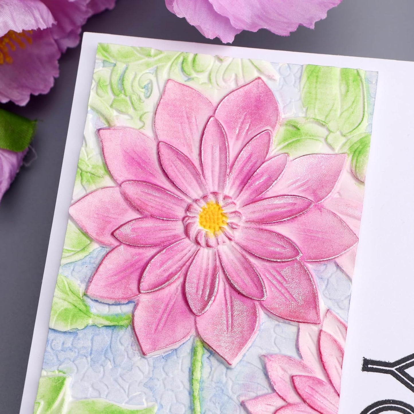 BAOFALI 3D Embossing Folders Lotus for DIY Scrapbooking Photo Album Card Paper Craft Decoration for Card Making,Embossing Template Paper Card Embossing Stencil 6.3" L x 4.5" W