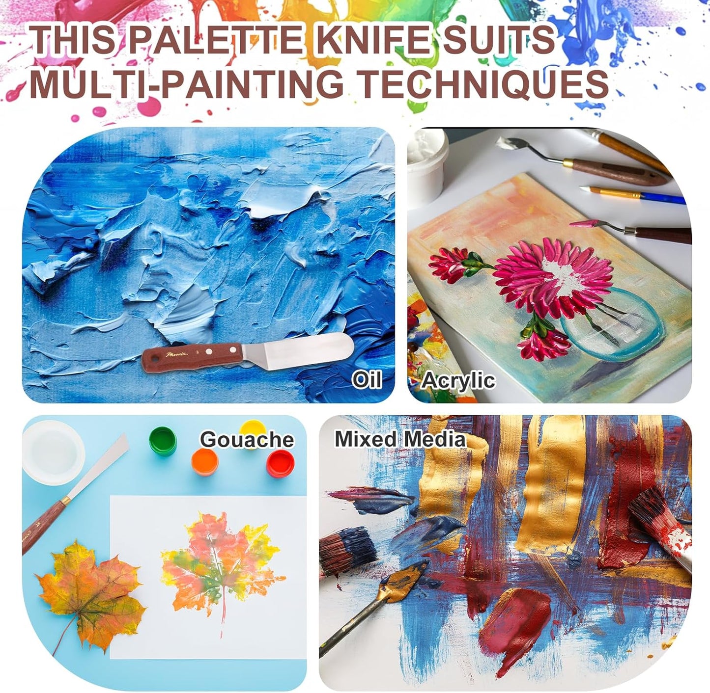 MECCANIXITY Pack of 1 Palette Knife No.6, 9.4" Long Palette Knives with Stainless Steel Flexible Spatula Pallet Knife and Wood Handle for Scraping, Mixing, Oil Acrylic Painting Canvas