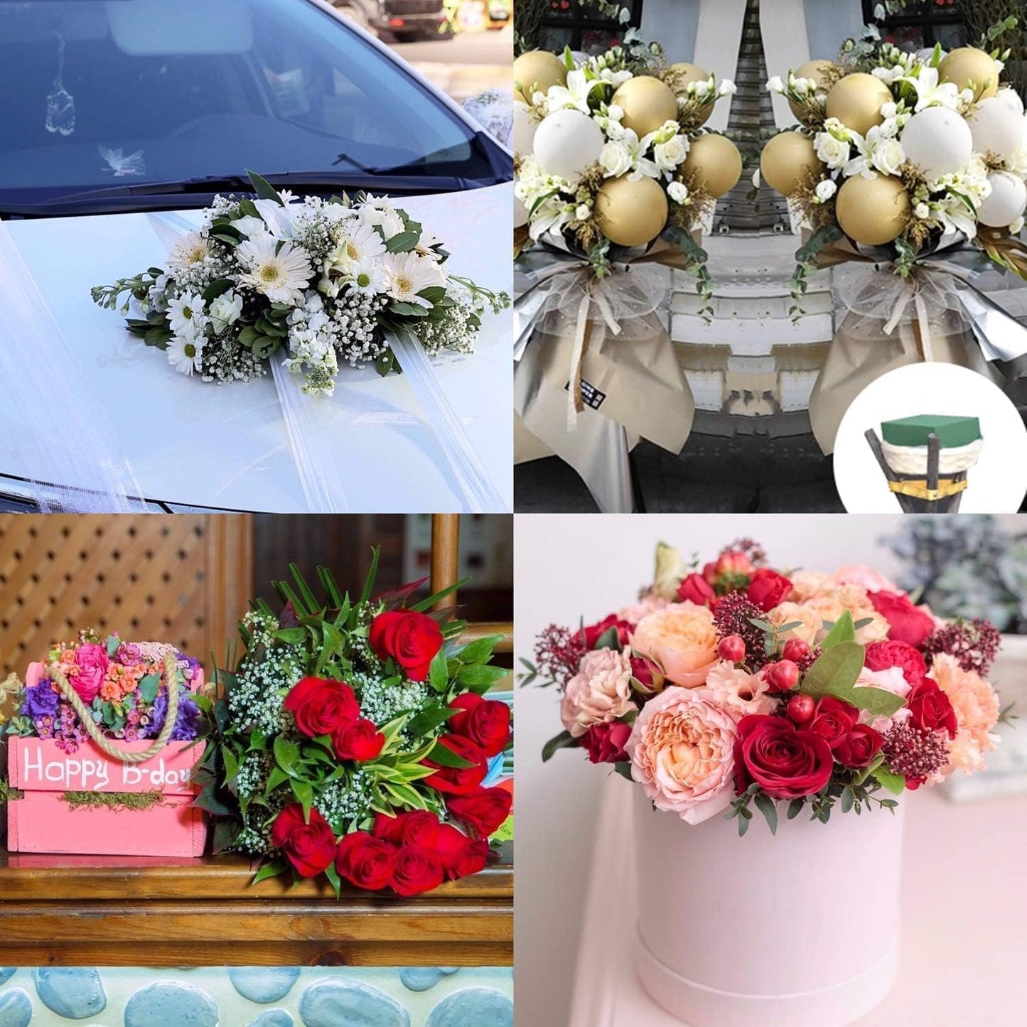Floral Foam Blocks for Fresh and Artificial Flowers, 6 Pcs Each 8" L x 4" W x 2.8" H Wet and Dry Green Florist Foam for Weddings, Birthday Parties and Holiday Decorations