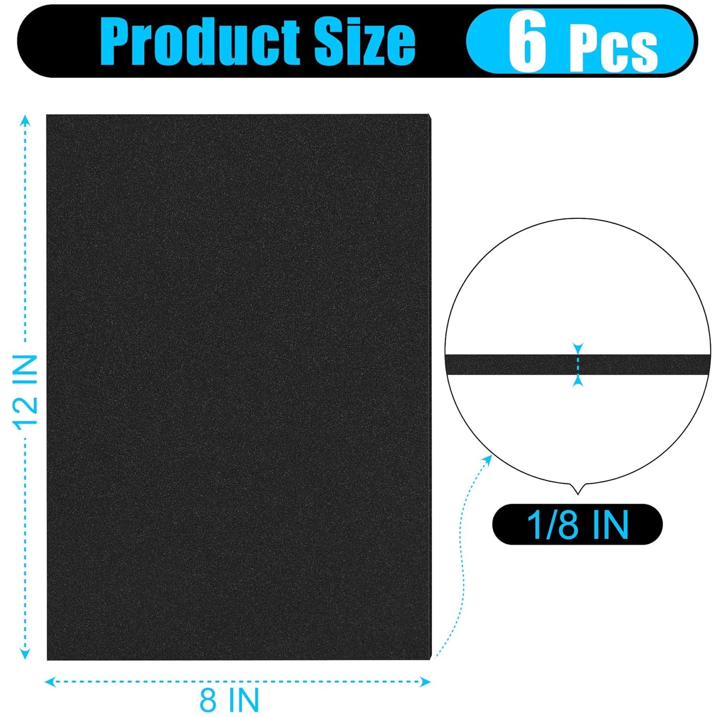 ToLanbbt 6 PCS Adhesive Foam Padding Sheets Closed Cell Neoprene Foam Sheet 1/8" Thick, 12" x 8" Self Stick Insulation Anti Vibration Pads Anti-Slip for Furniture, Cars, Speakers, DIY
