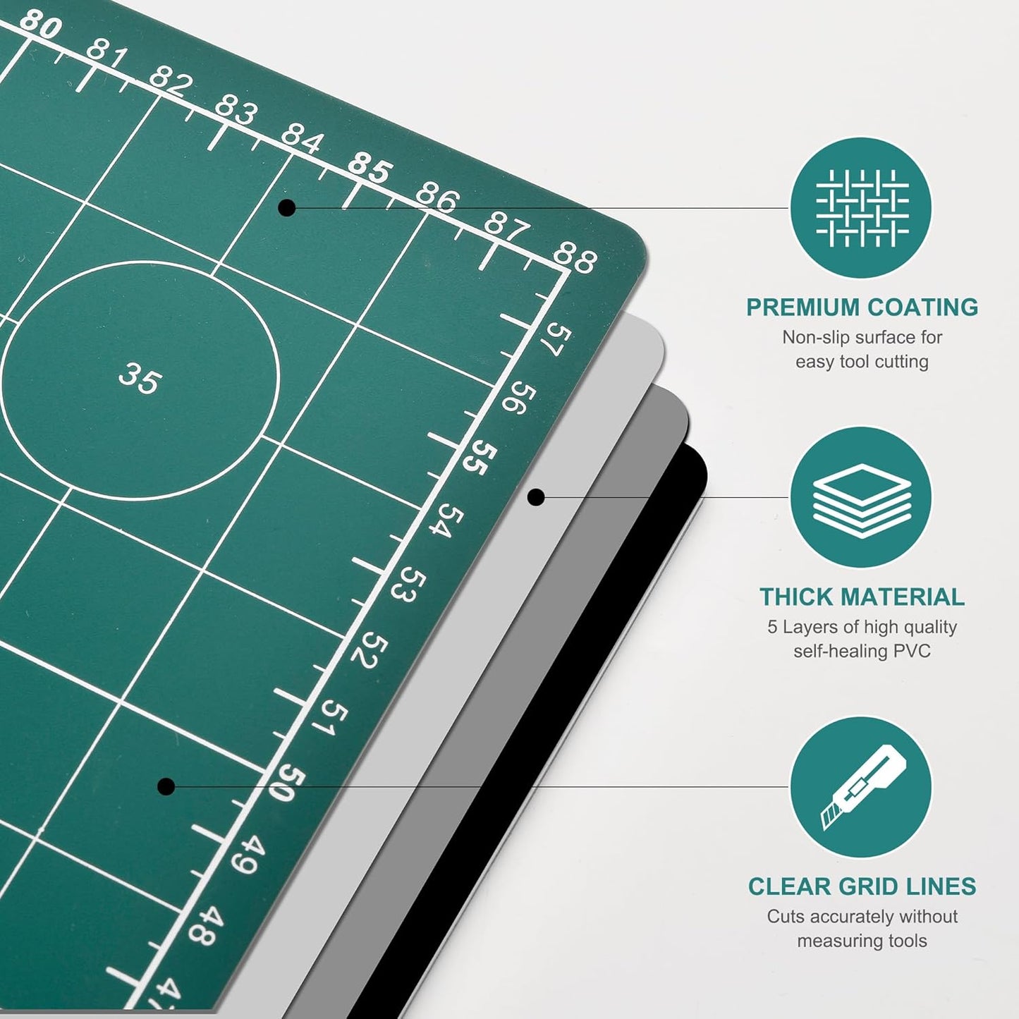 Prime Vinyl Cutting Mat, 23" x 35" Large Self Healing Sewing Mat, 5-Ply Heavy Cut Board, Rotary Cutting Mat for Crafts, Sewing Supplies and Quilting Tools