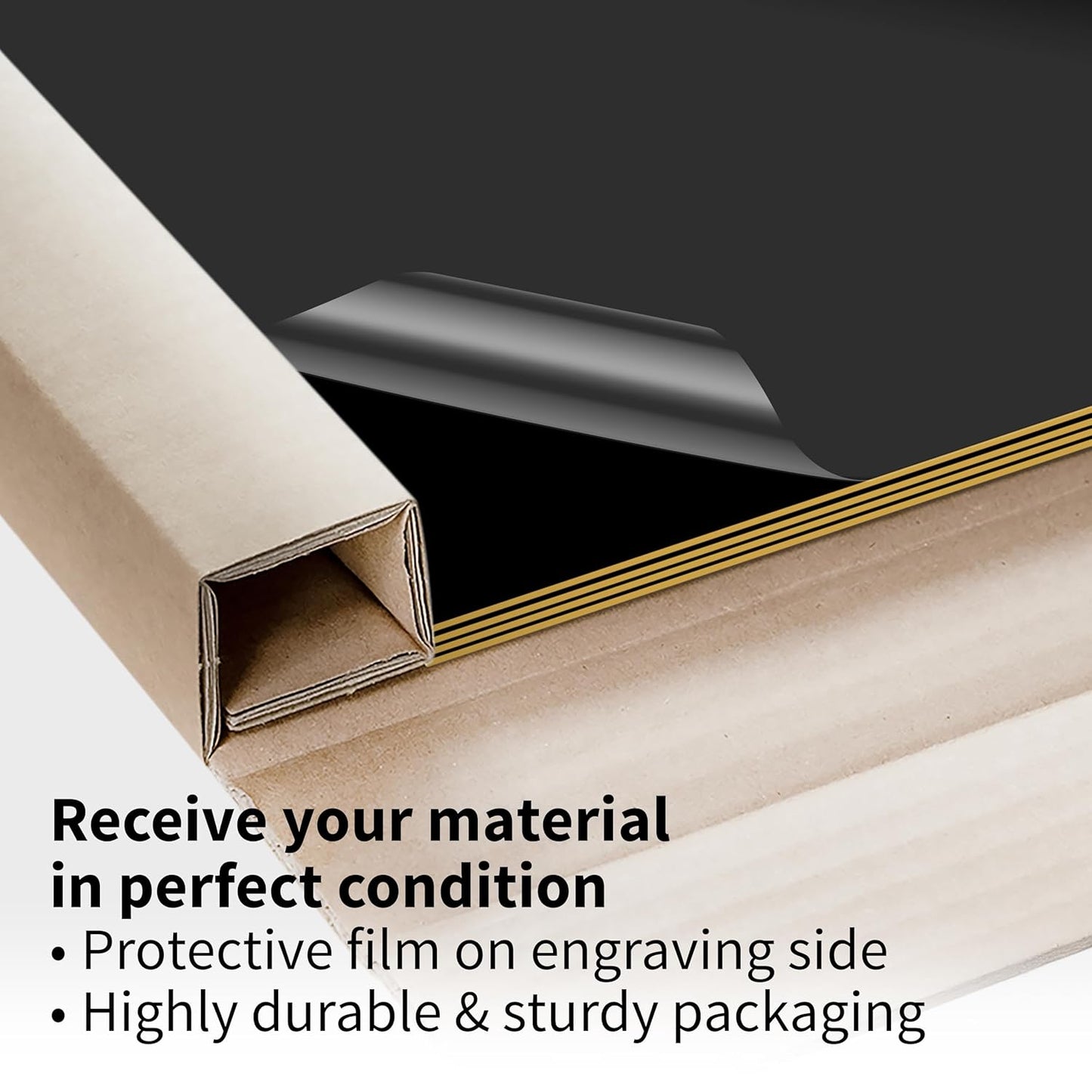 Trotec TroLase | 12"x20"x1/16", 4 Pcs | Black/Gold | 2 Ply | Modified Acrylic | Laser Engraving Double Color Plastic Sheet | Engraving Blanks for Laser, Saw, Guillotine | Made in USA