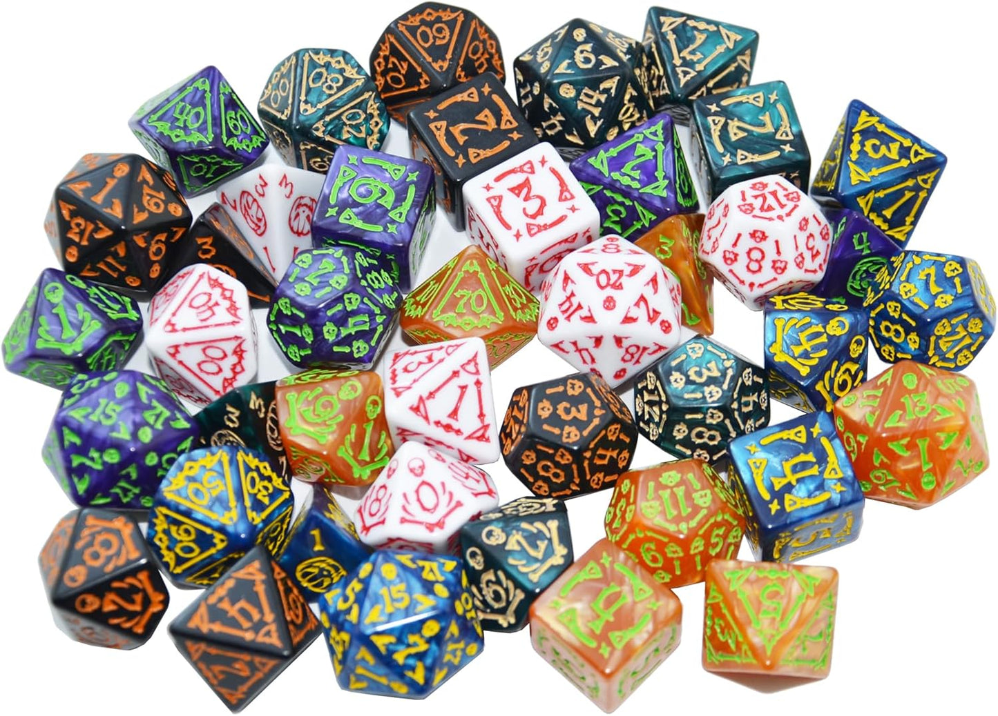 SmartDealsPro Double-Colors Polyhedral Dice Sets with Pouches for D&D DND RPG MTG Dungeon and Dragons Table Board Roll Playing Games D4 D6 D8 D10 D% D12 D20 (6-Color Retro Sets)